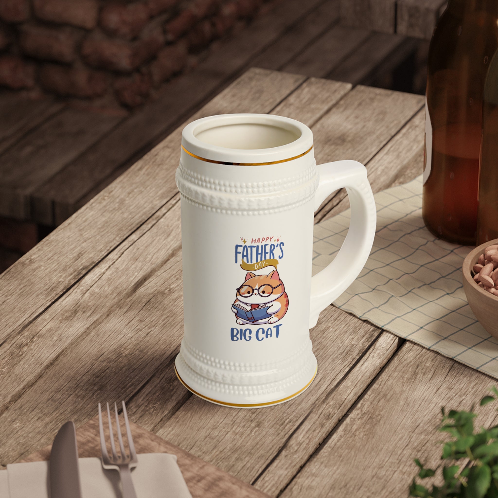 Happy Father's Day Big Cat Beer Stein Mug
