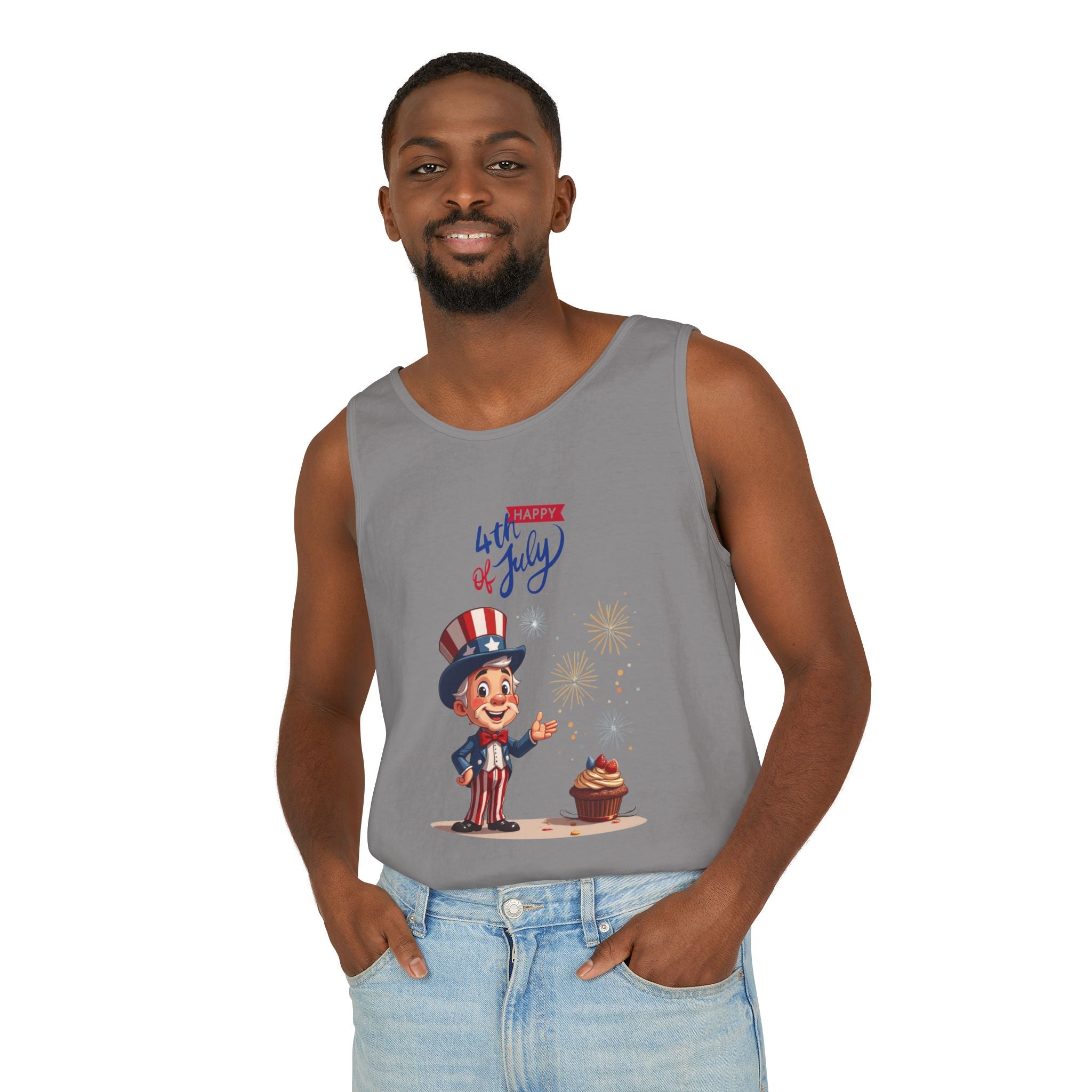 Uncle Sam Happy 4th of July Tank Top Unisex Sleeveless Shirt