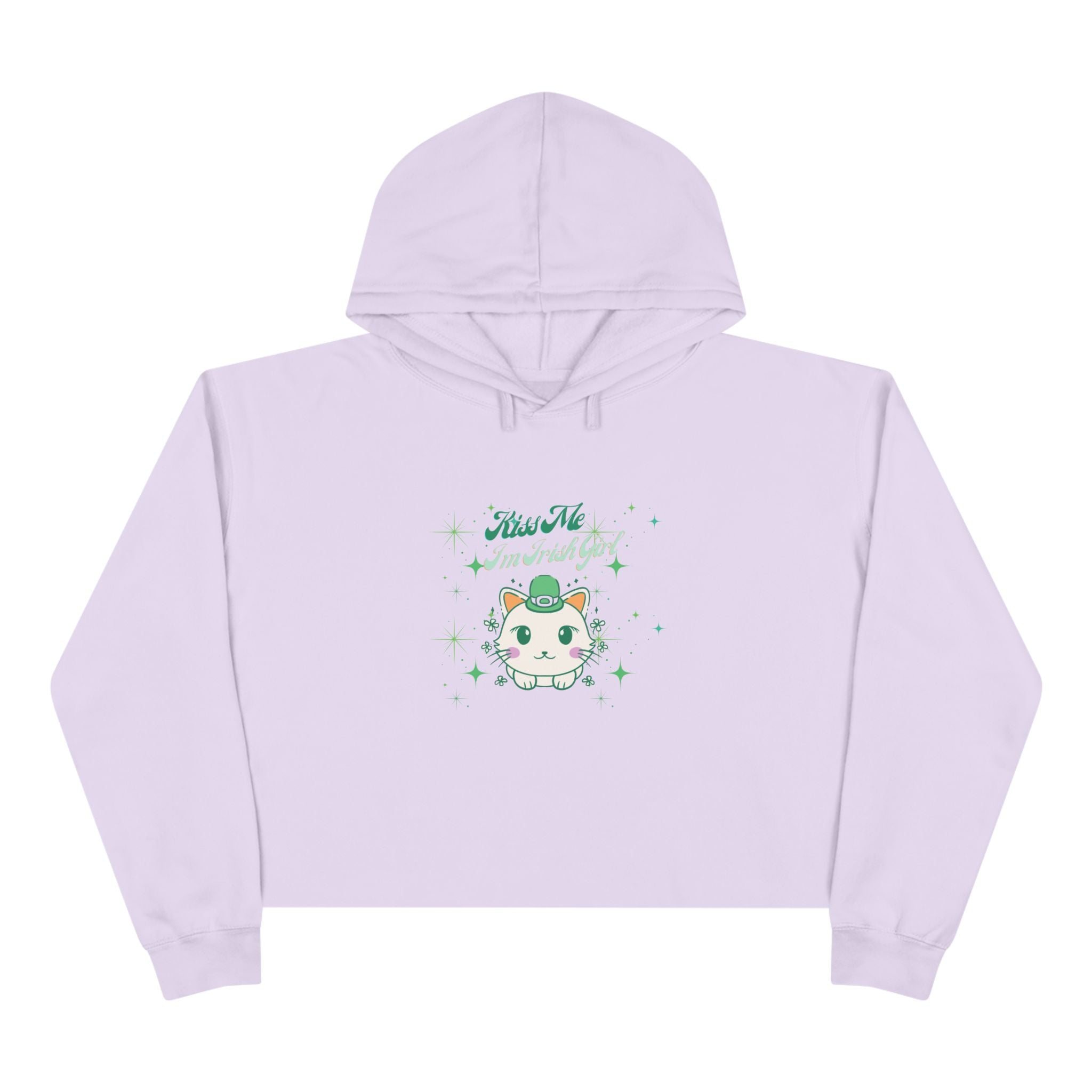 Kiss Me I'm Irish Cat Crop Hoodie