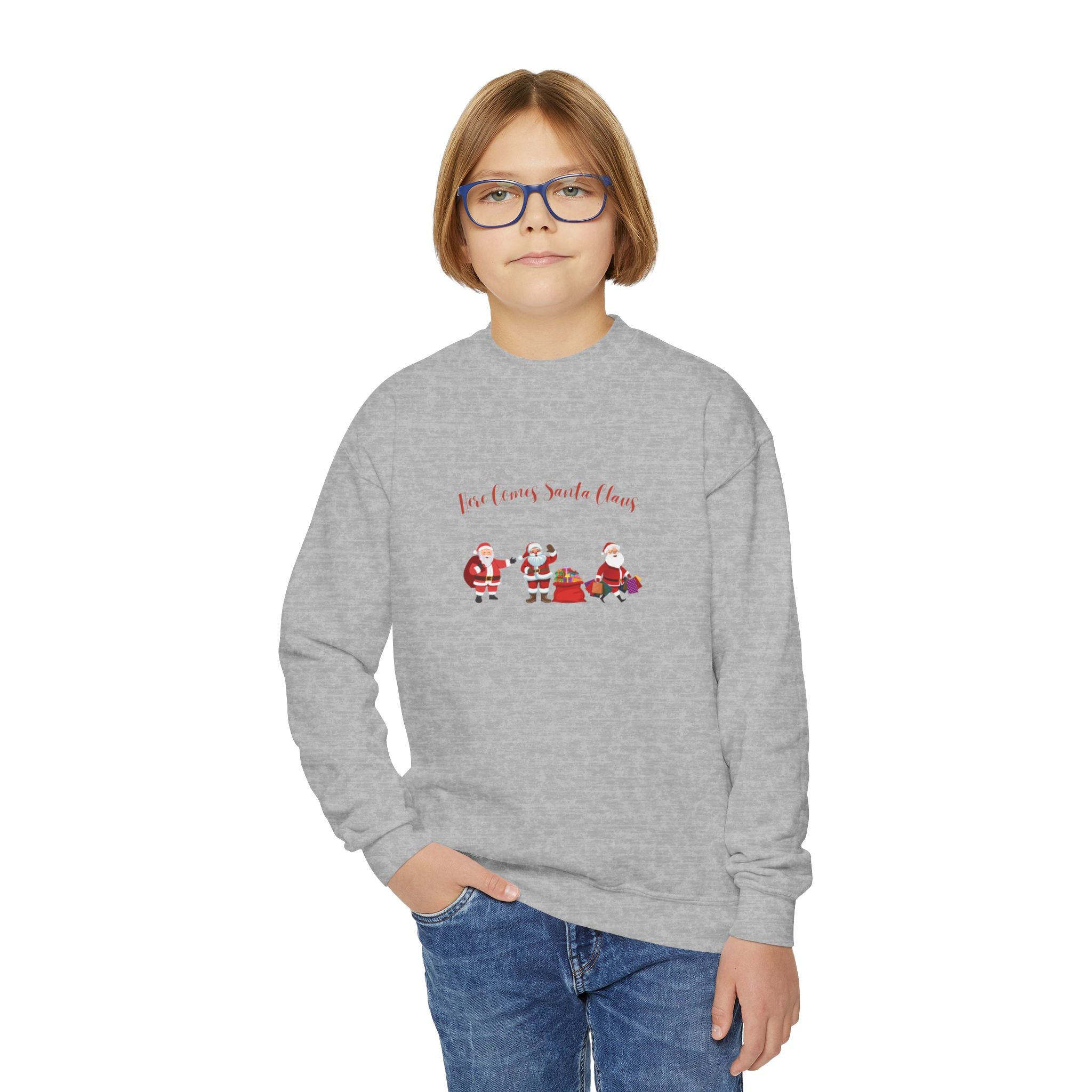 Here Comes Santa Claus Youth Crewneck Sweatshirt