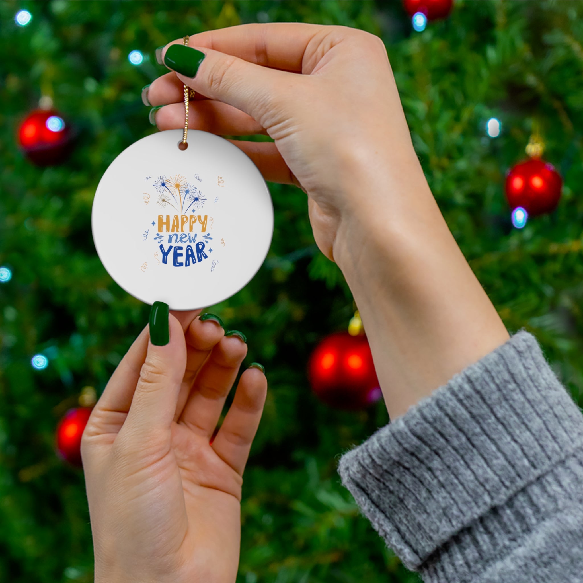 Cheer To The New Year Ceramic Ornament, 4 Shapes