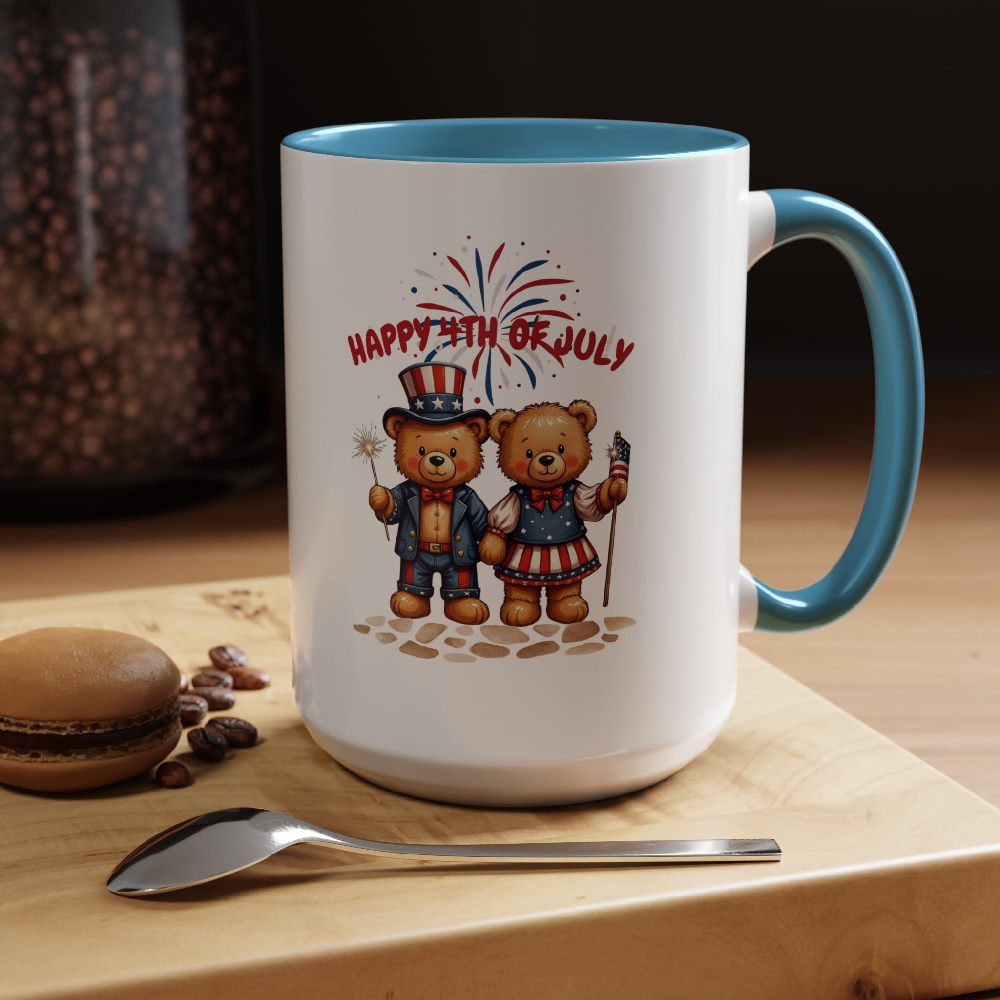 Happy 4th of July Teddy Bear Couple Coffee Mug