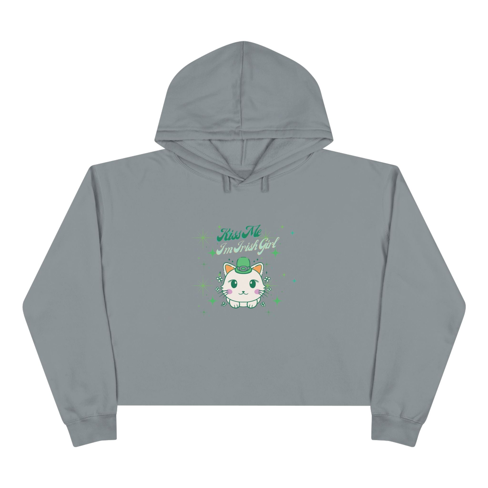 Kiss Me I'm Irish Cat Crop Hoodie