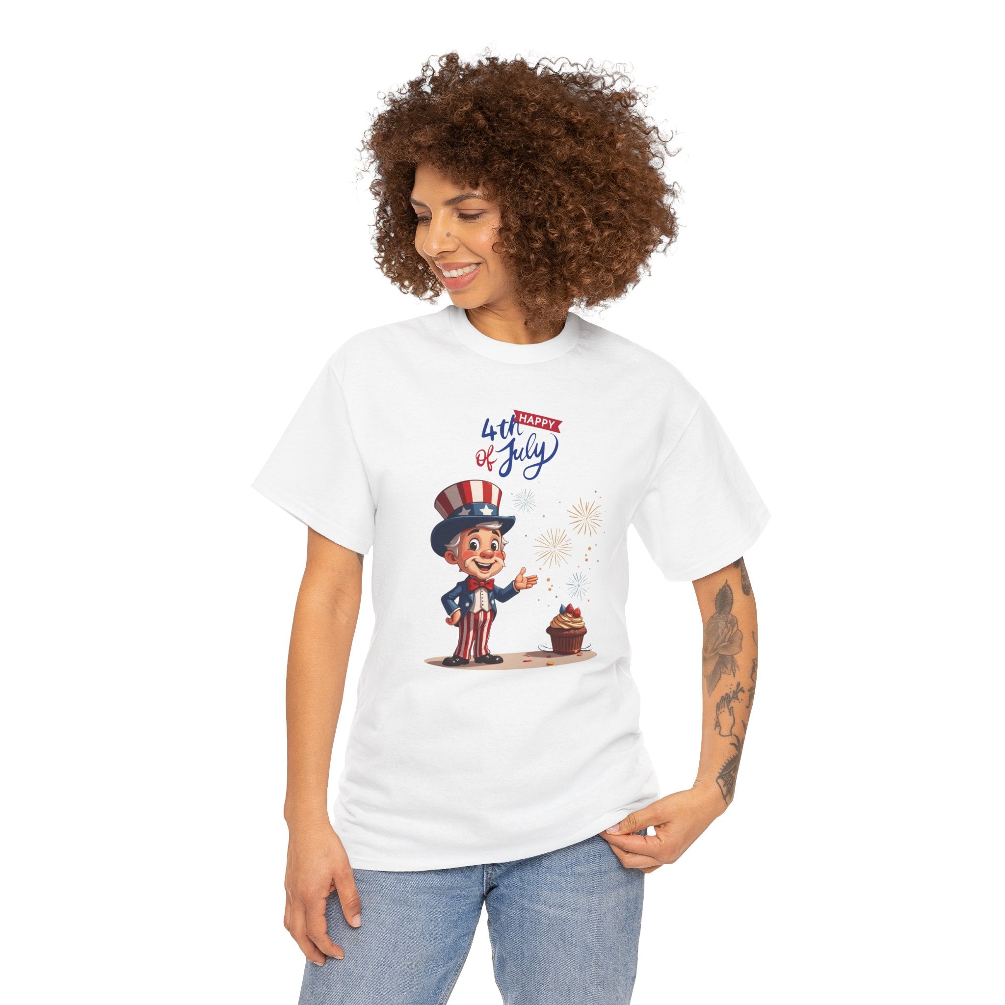 Uncle Sam Tee Happy of July, Unisex Heavy Cotton Shirt