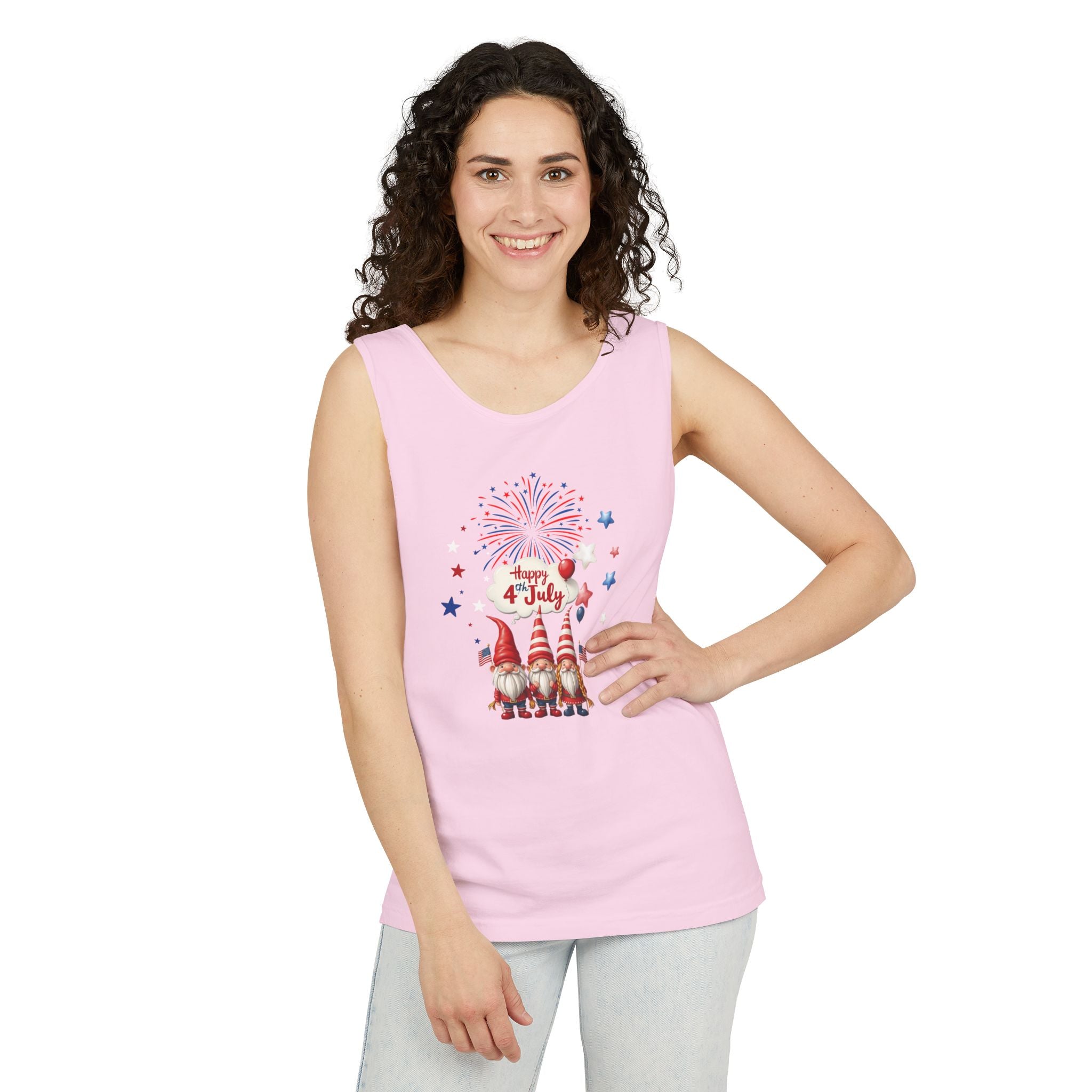 Gnome 4th of July Unisex Tank Top, Festive Holiday Apparel, Casual Independence Day Wear
