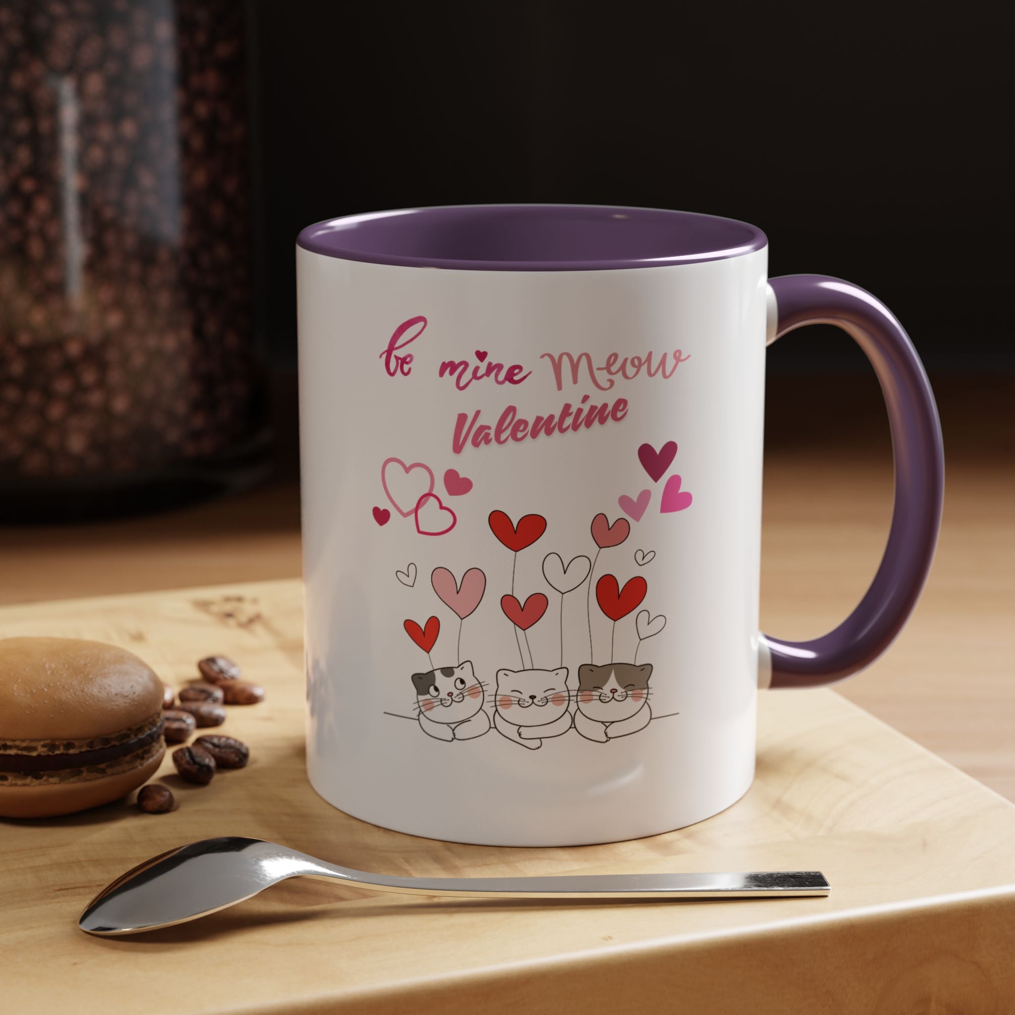 Meow Valentine's Day Accent Coffee Mug (11, 15oz)