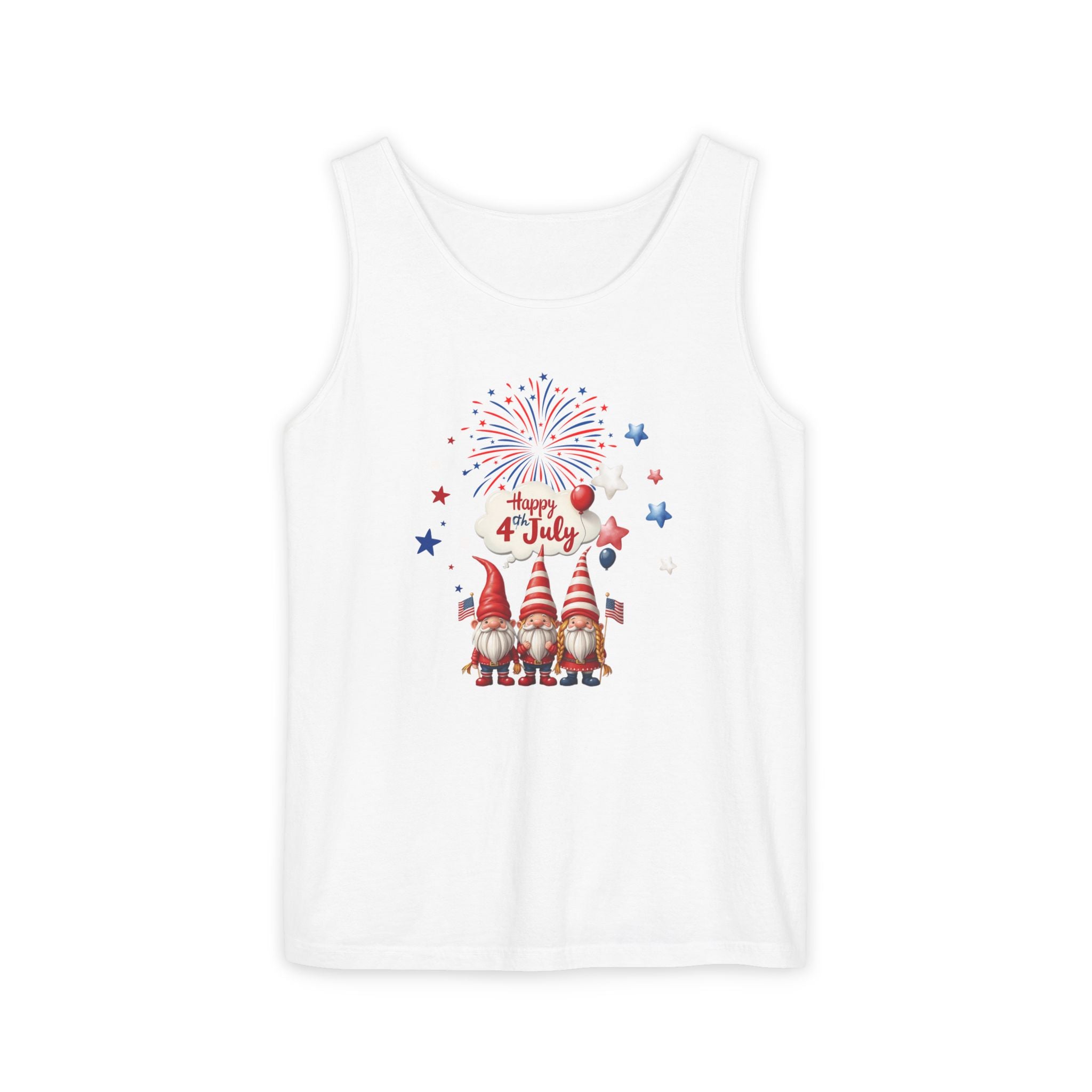 Gnome 4th of July Unisex Tank Top, Festive Holiday Apparel, Casual Independence Day Wear