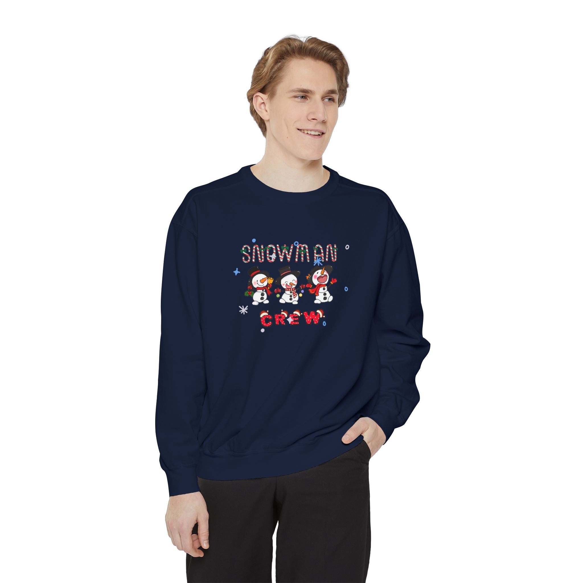 Snowman Crew Unisex Garment-Dyed Sweatshirt