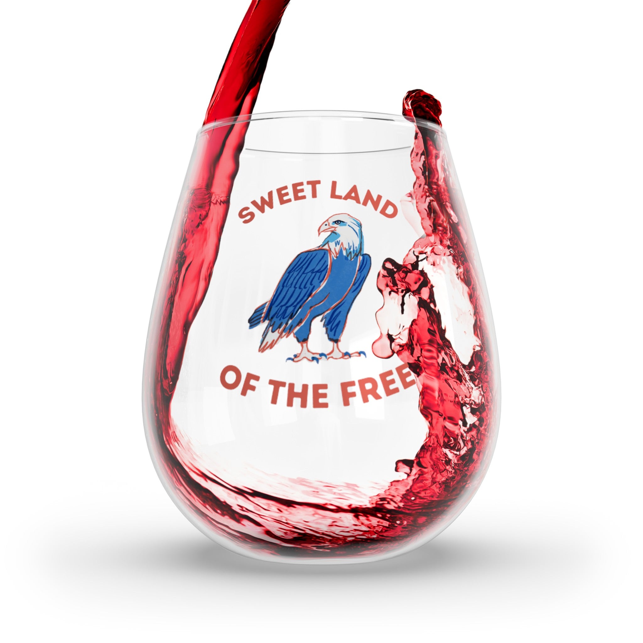 Sweet Land Of The Free Stemless Wine Glass, 11.75oz