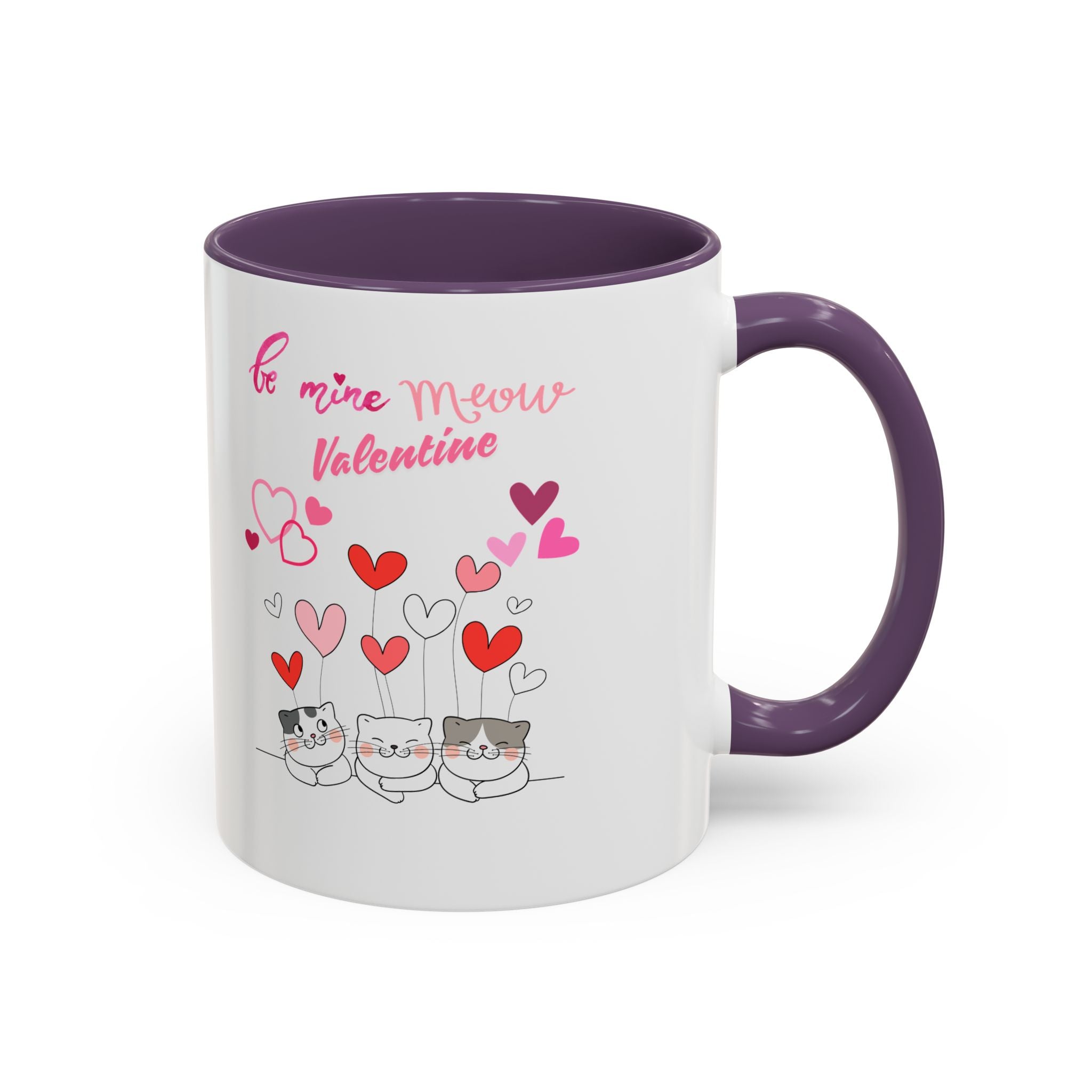 Meow Valentine's Day Accent Coffee Mug (11, 15oz)