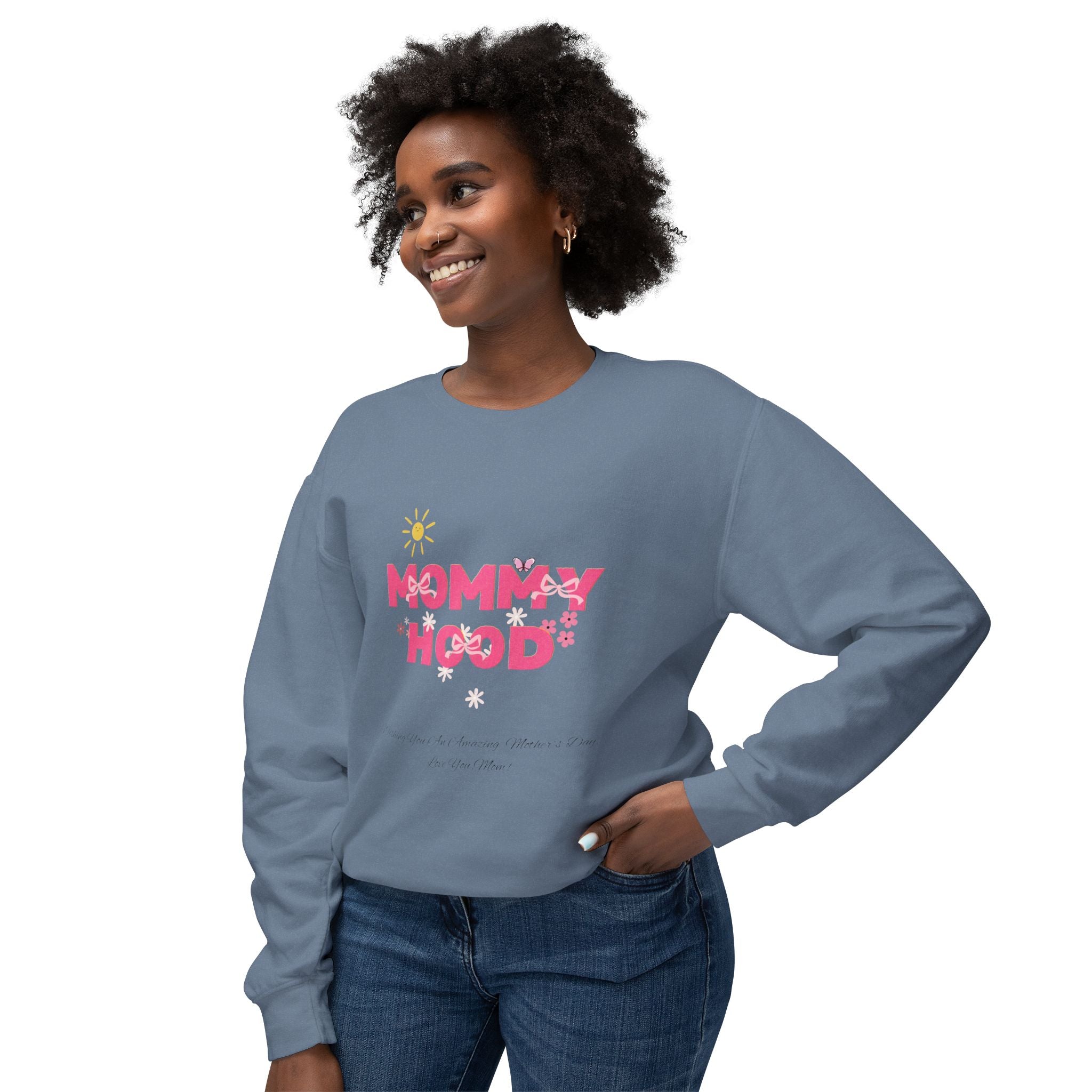 Mommy Hood Unisex Lightweight Crewneck Sweatshirt