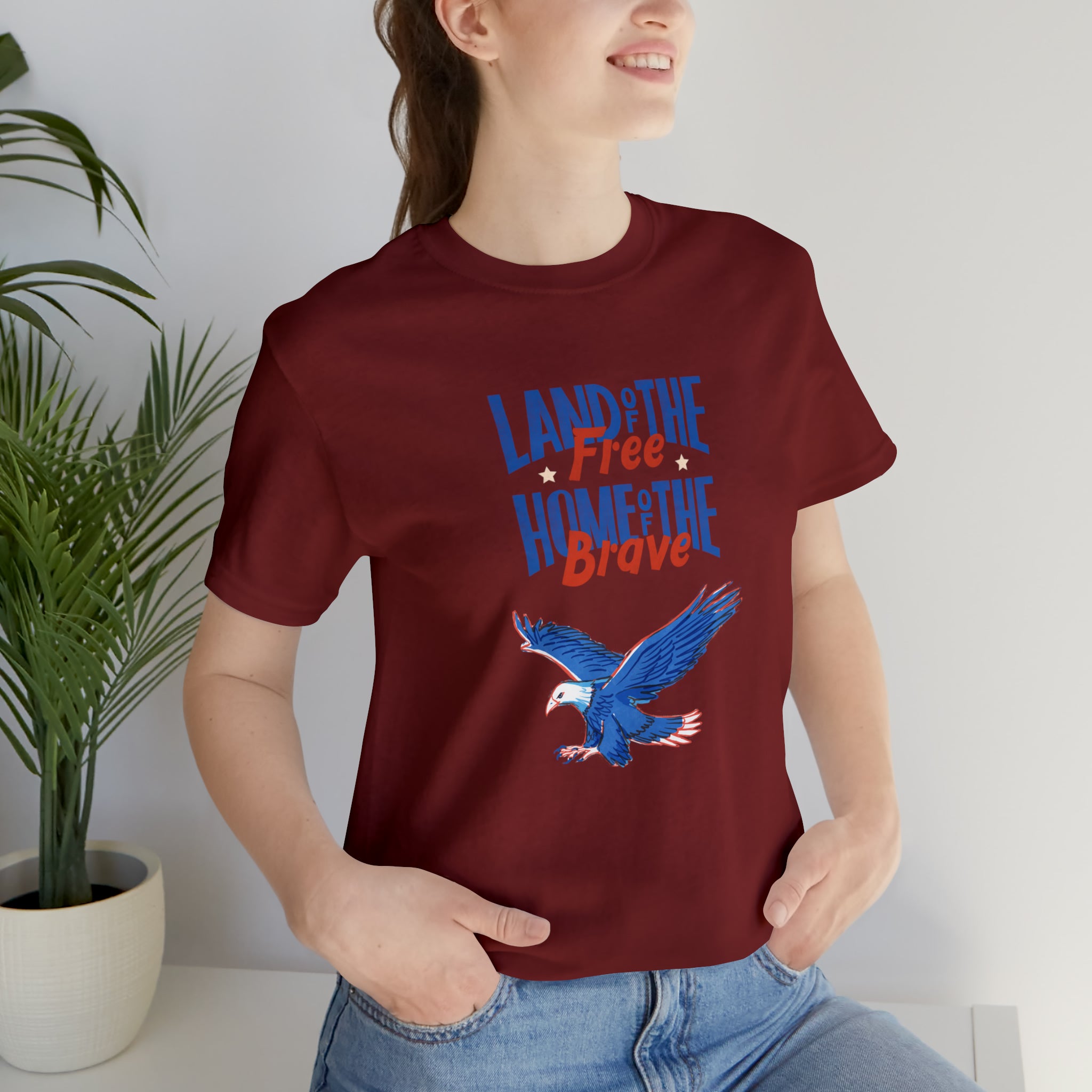 Land Of The Free Home Of The Brave Unisex Jersey Short Sleeve Tee