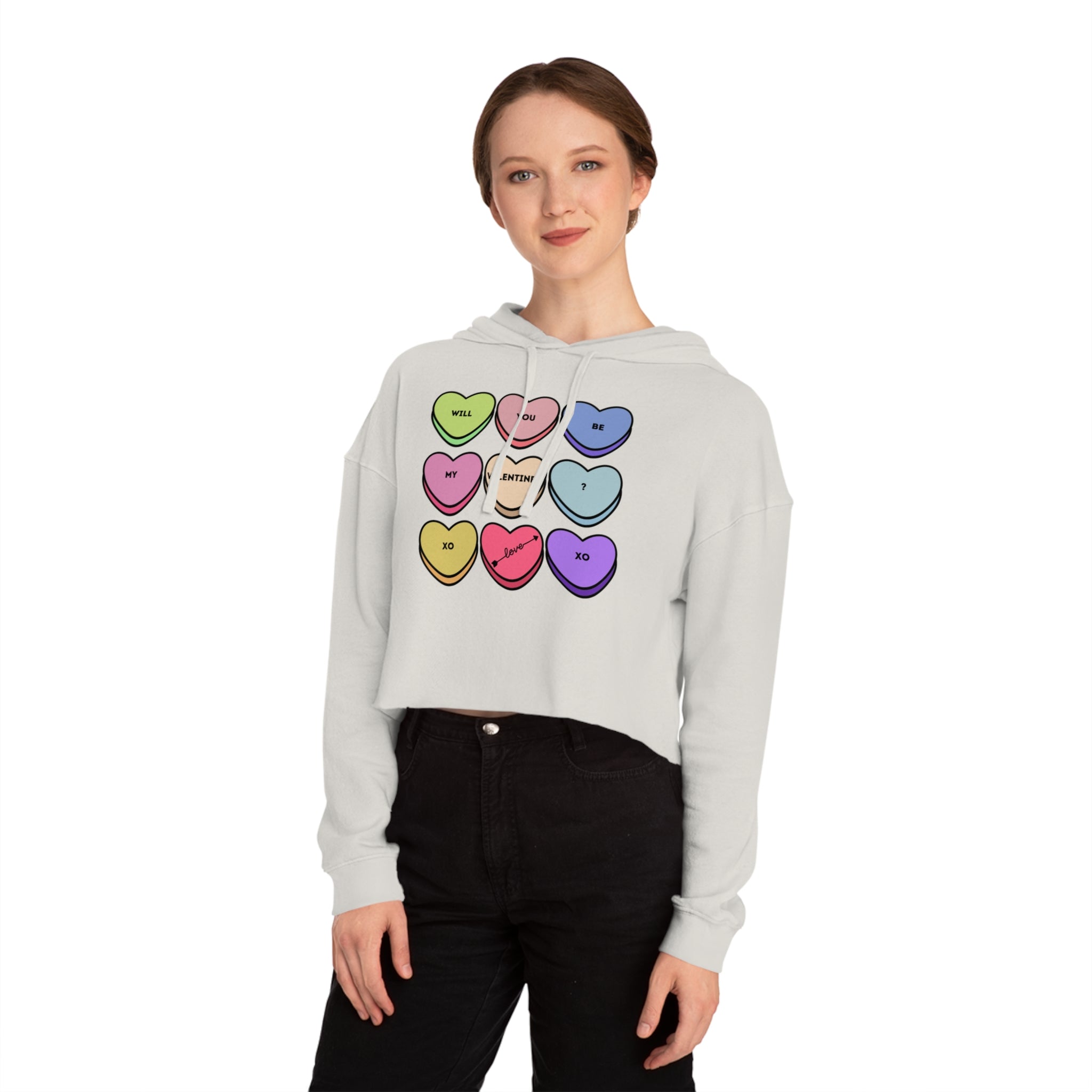 Will You Be My Valentine? Women’s Cropped Hooded Sweatshirt