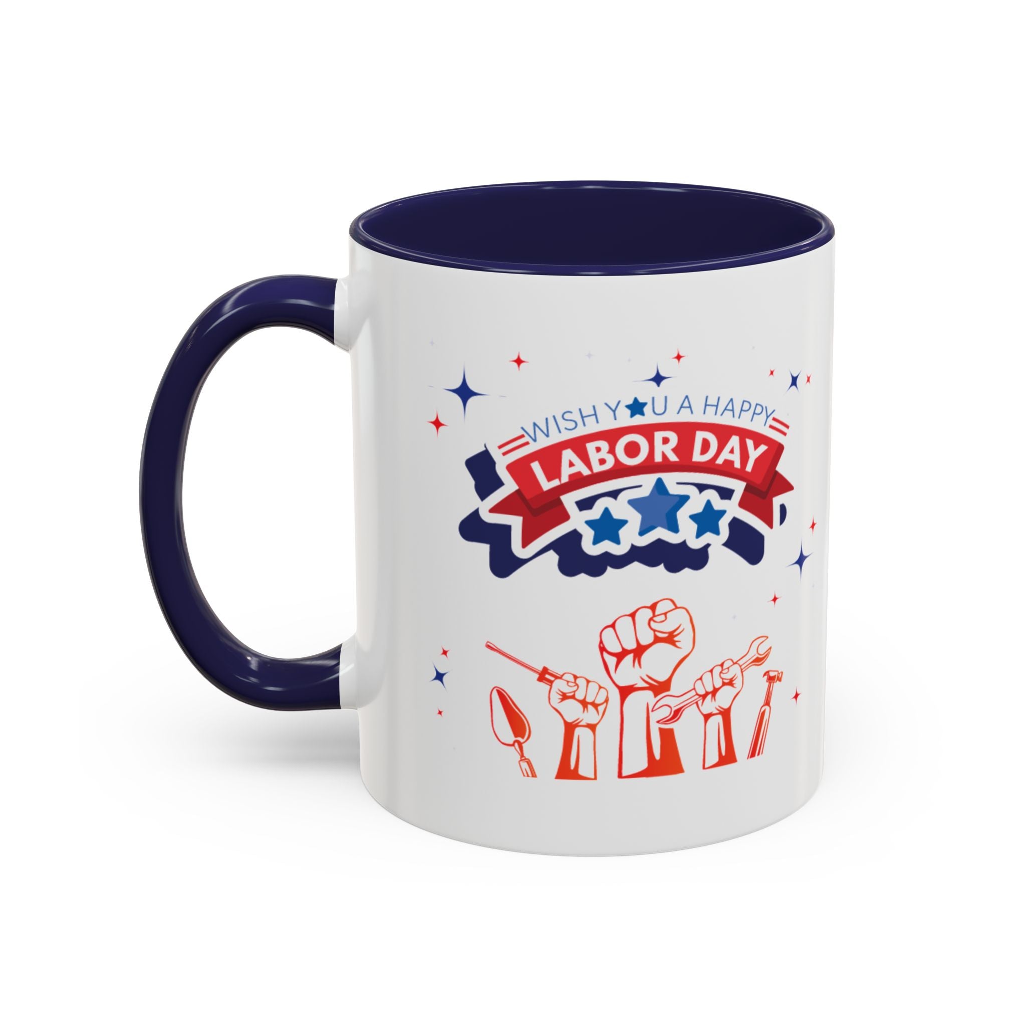 Wish U A Happy Labor Day Accent Coffee Mug (11, 15oz)