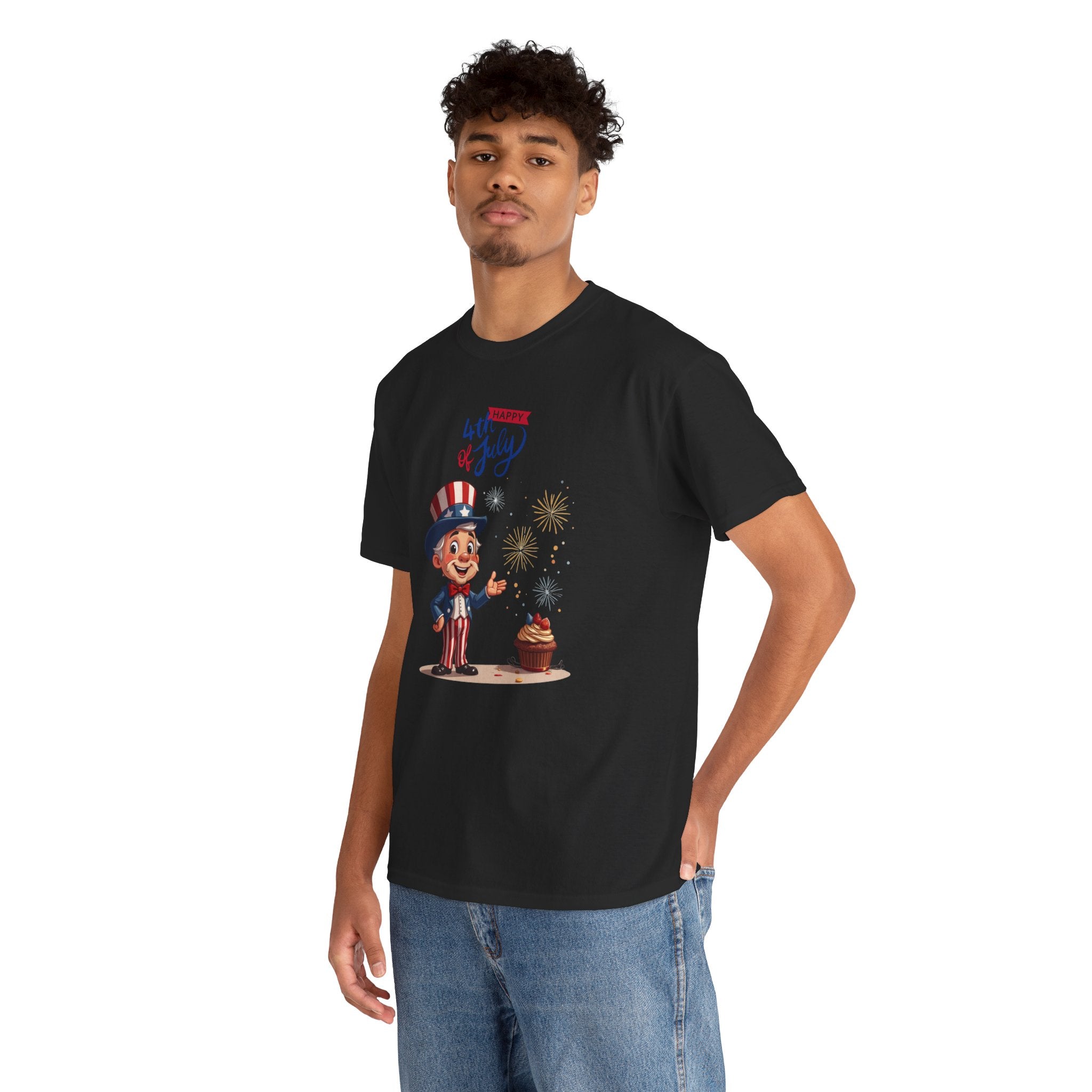 Uncle Sam Tee Happy of July, Unisex Heavy Cotton Shirt