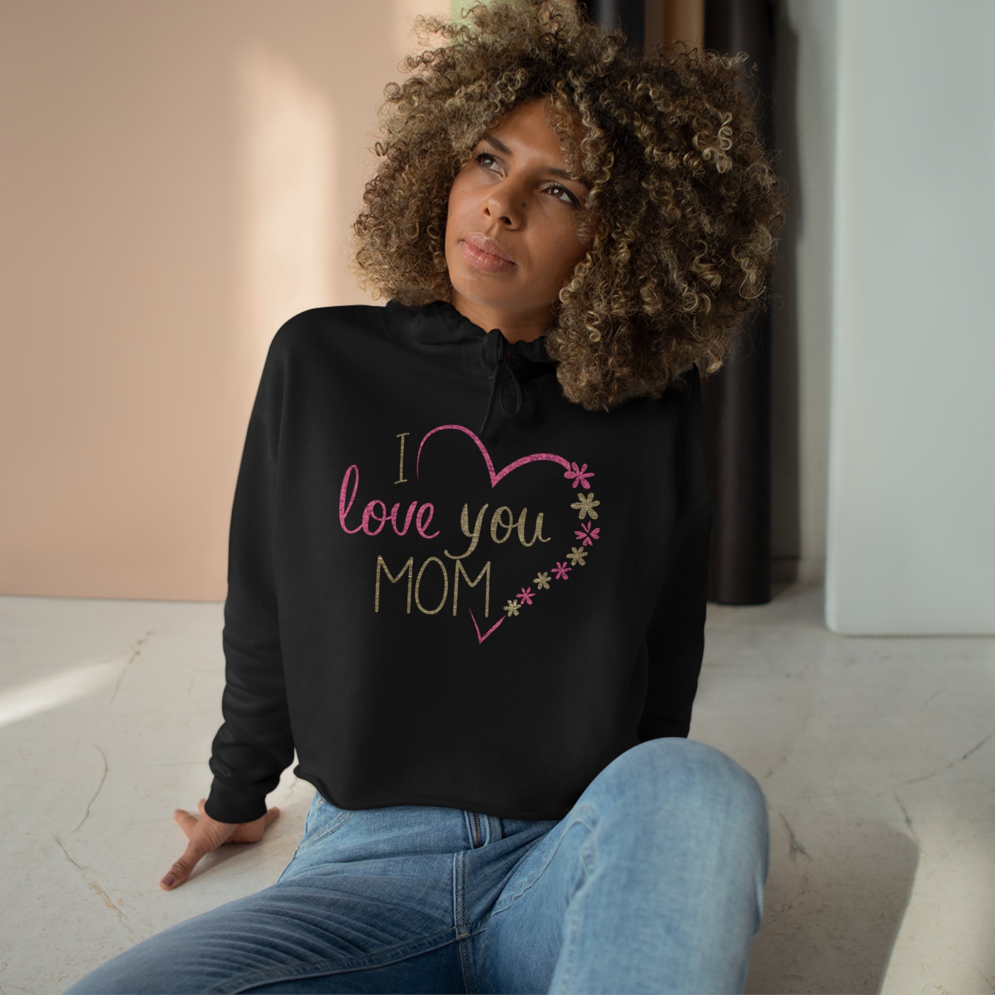 Mom, Happy Mother's Day Crop Hoodie