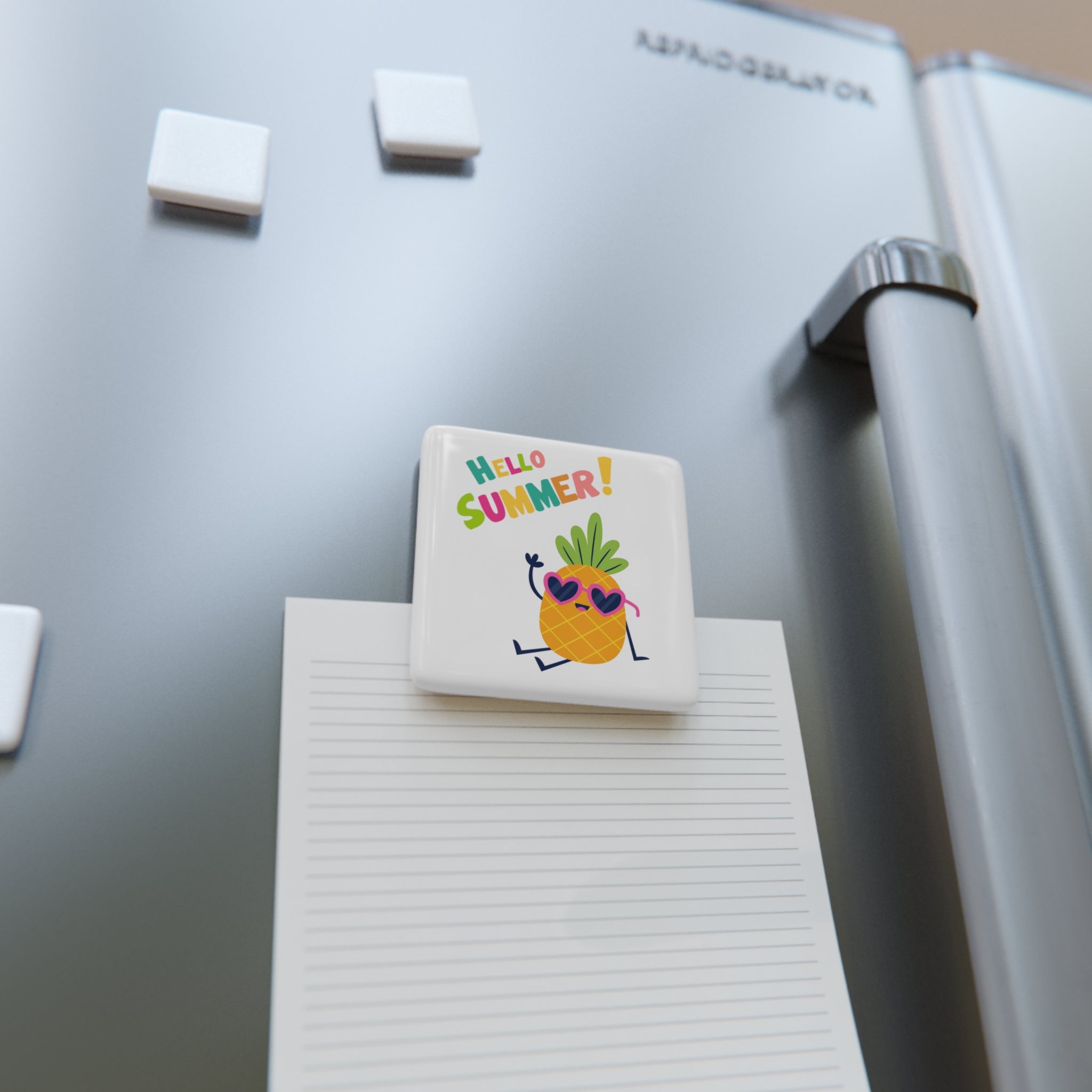 Hello Pineapple Summer Porcelain Magnet, Square