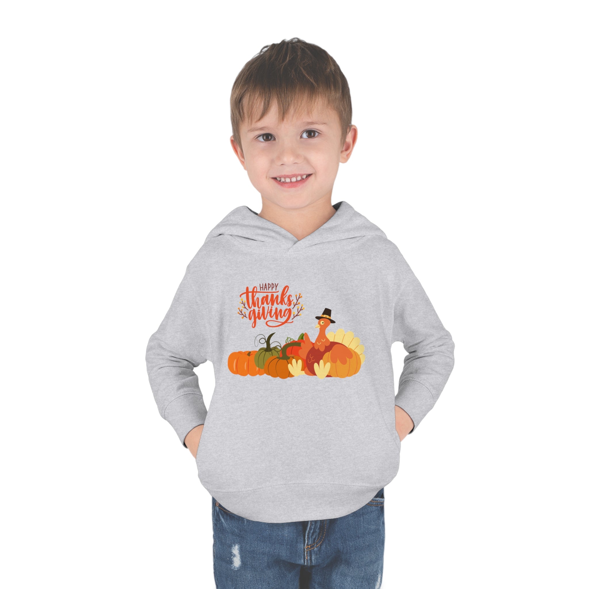 Happy Thanksgiving Turkey Toddler Pullover Fleece Hoodie