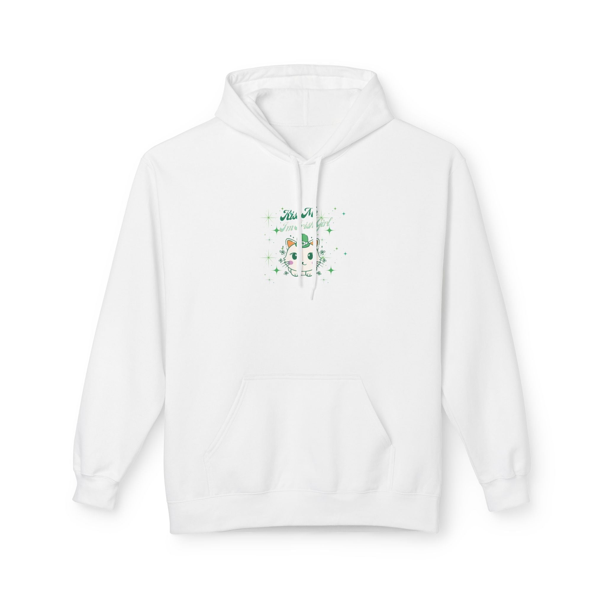Kiss Me I'm Irish Cat Unisex Fleece Hoodie