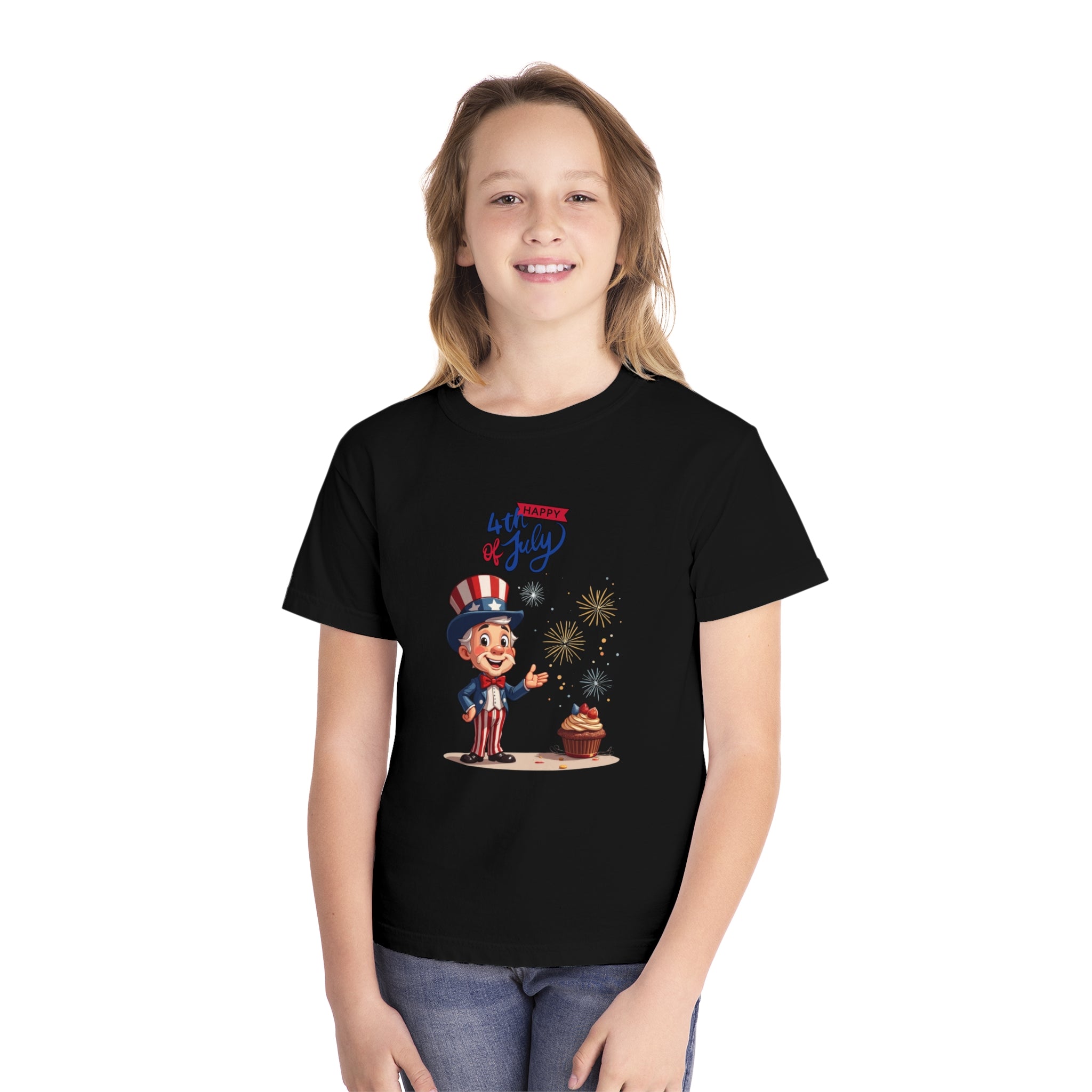 Uncle Sam Happy 4th of July Youth Midweight Tee