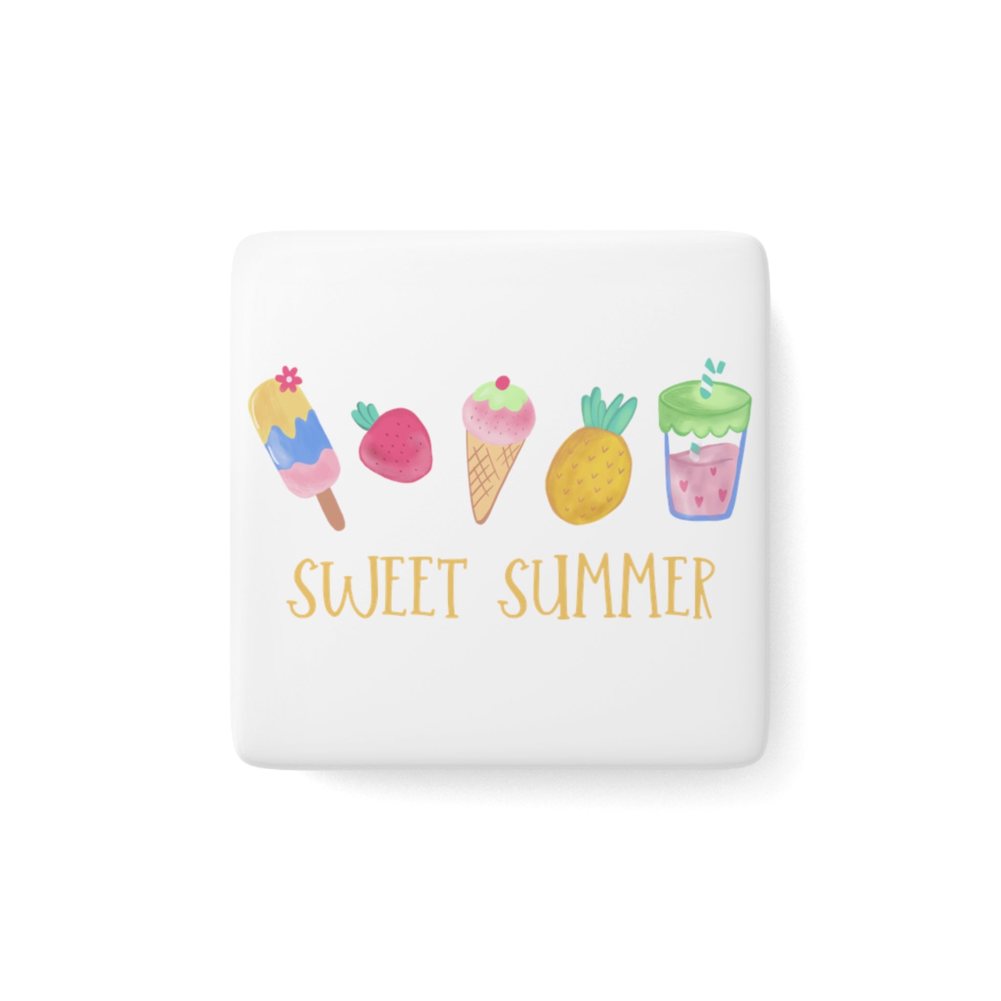 Sweet Summer Porcelain Magnet, Square