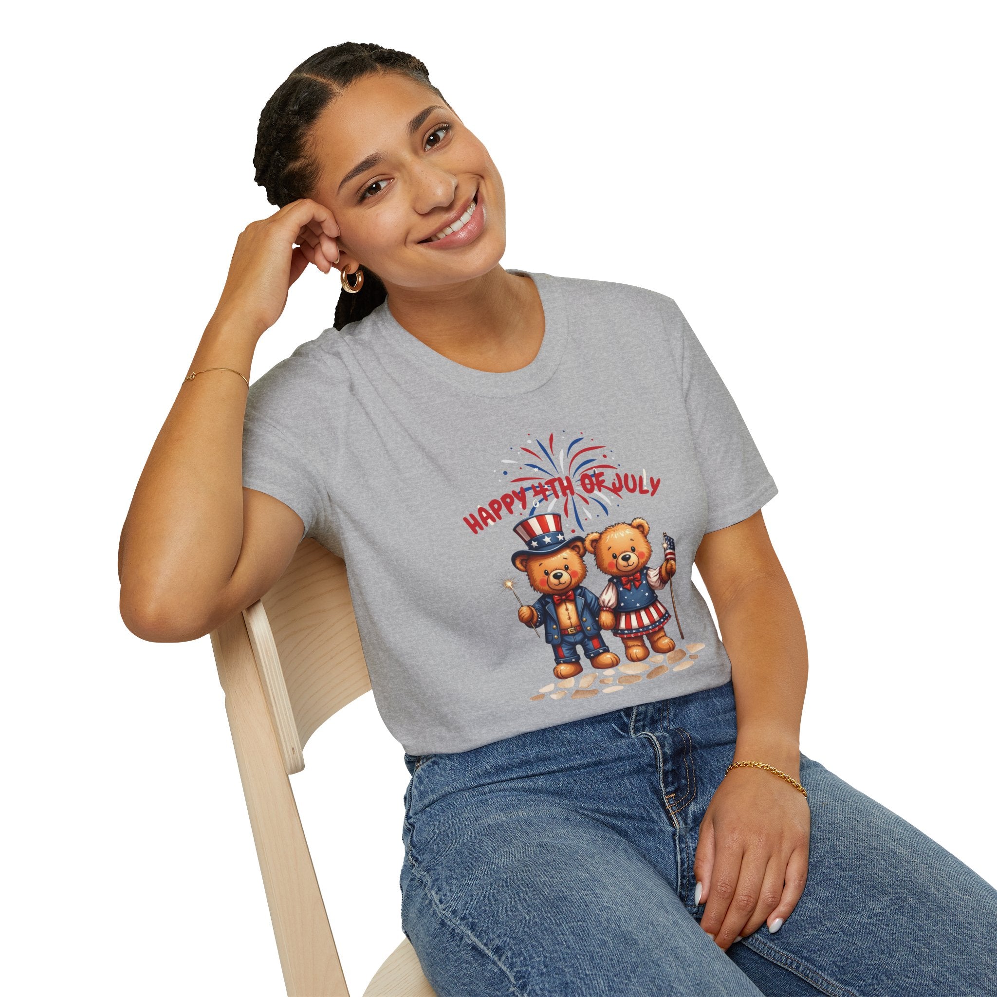 Happy 4th of July Teddy Bear Couple Unisex T-Shirt
