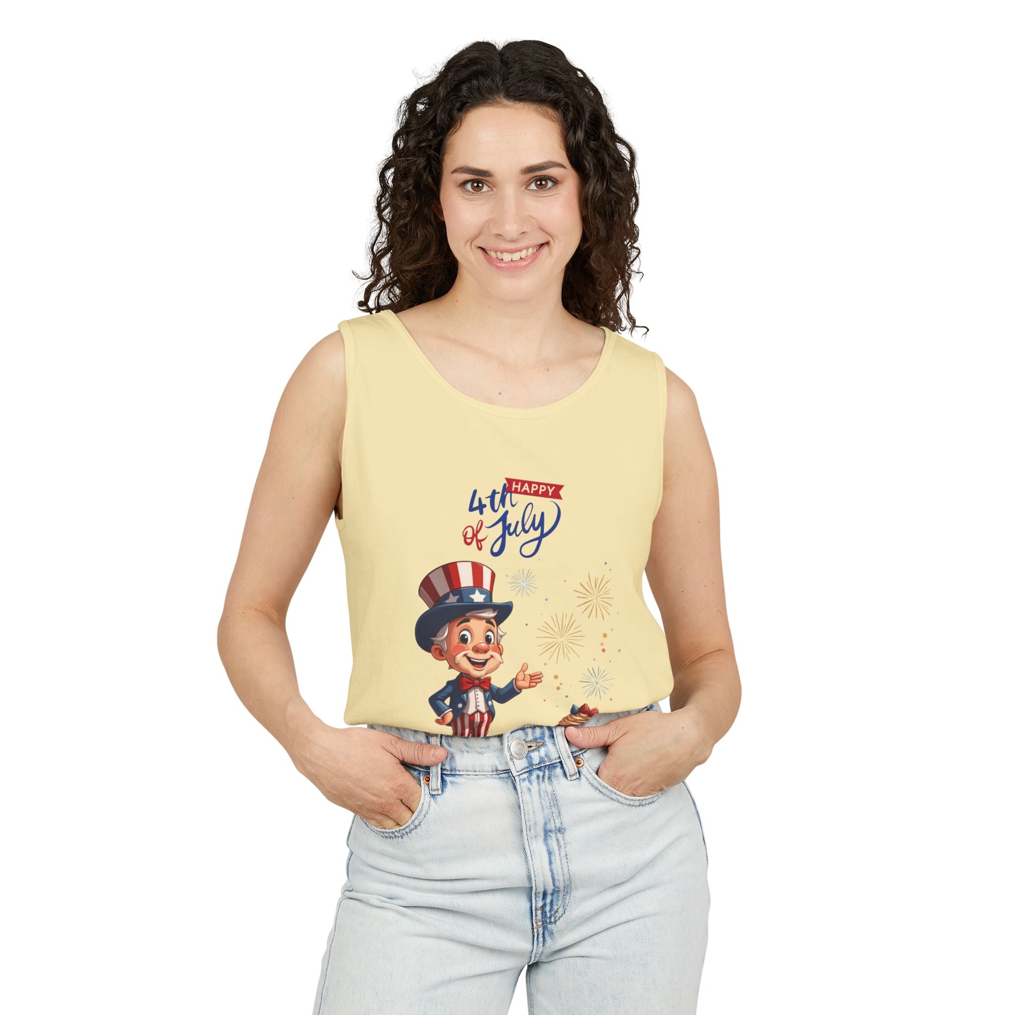 Uncle Sam Happy 4th of July Tank Top Unisex Sleeveless Shirt