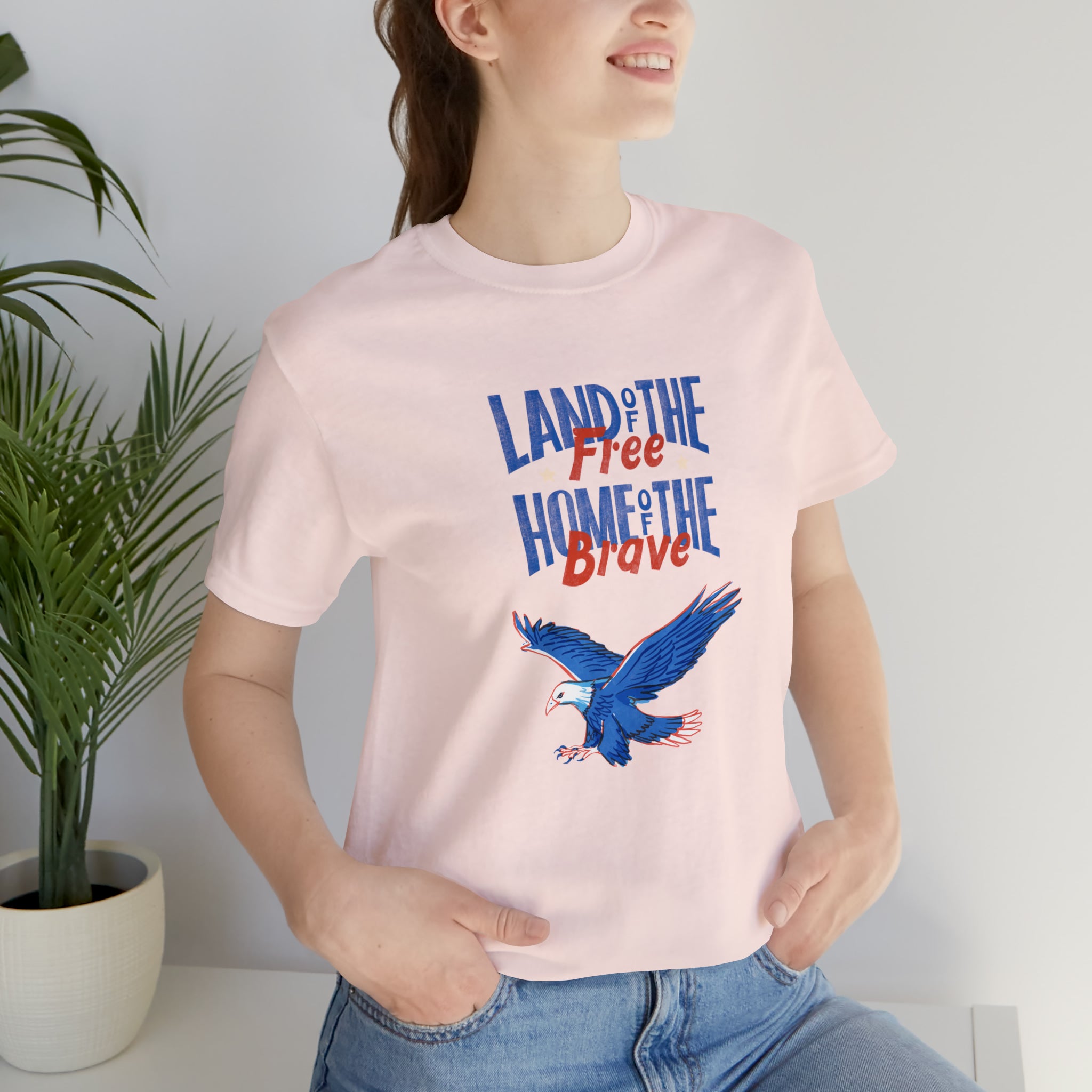 Land Of The Free Home Of The Brave Unisex Jersey Short Sleeve Tee