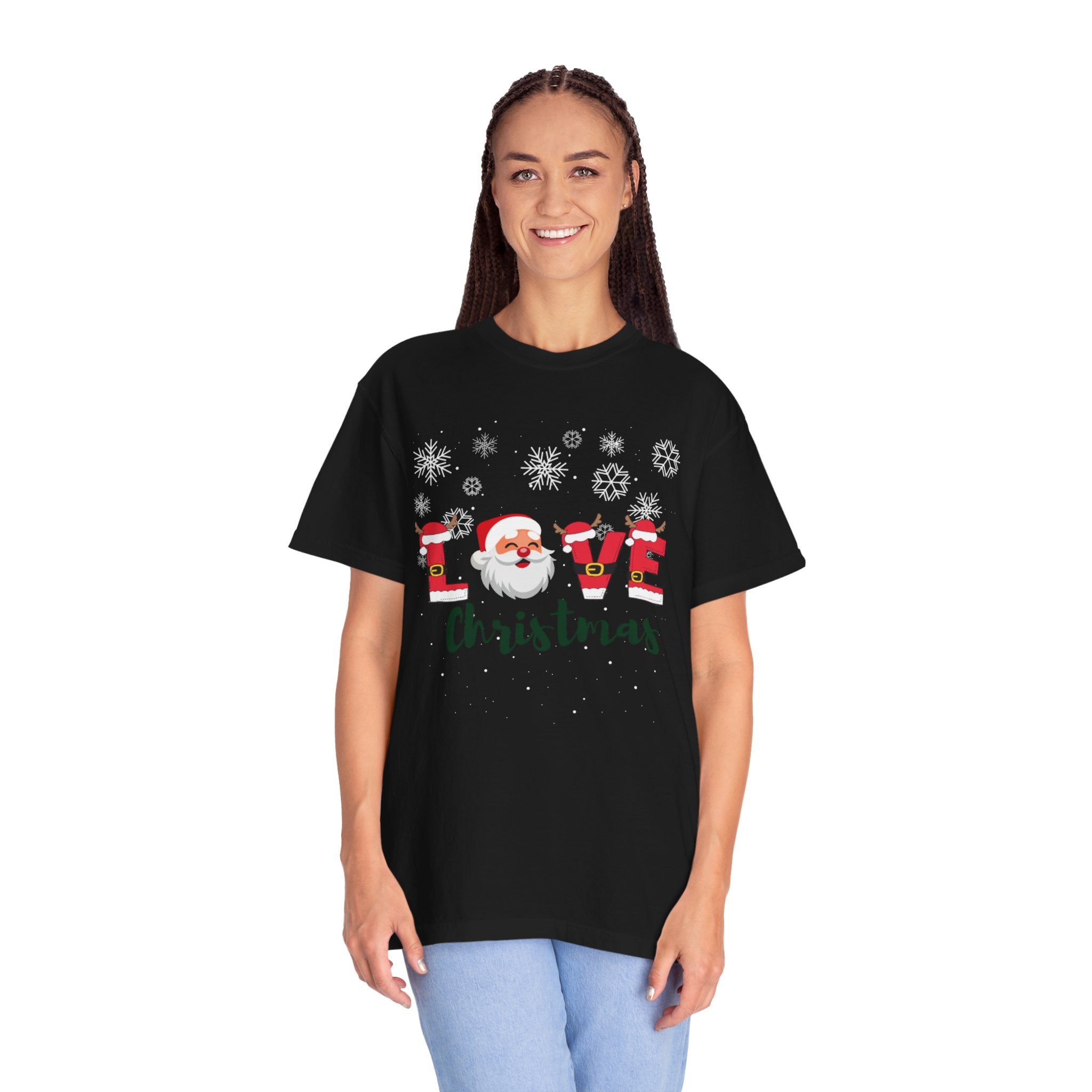 Santa Claus Loves Christmas Unisex Garment-Dyed T-shirt