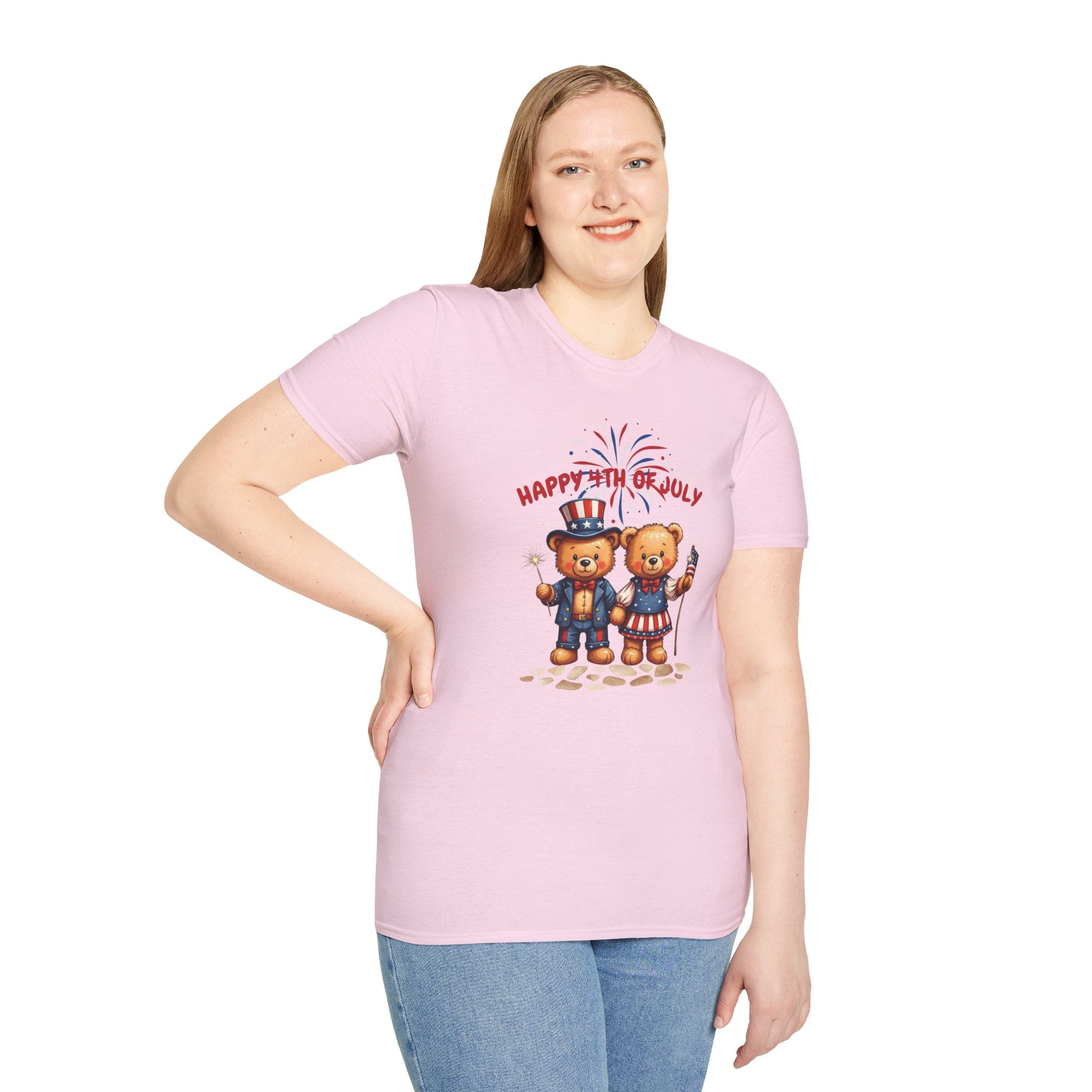 Happy 4th of July Teddy Bear Couple Unisex T-Shirt