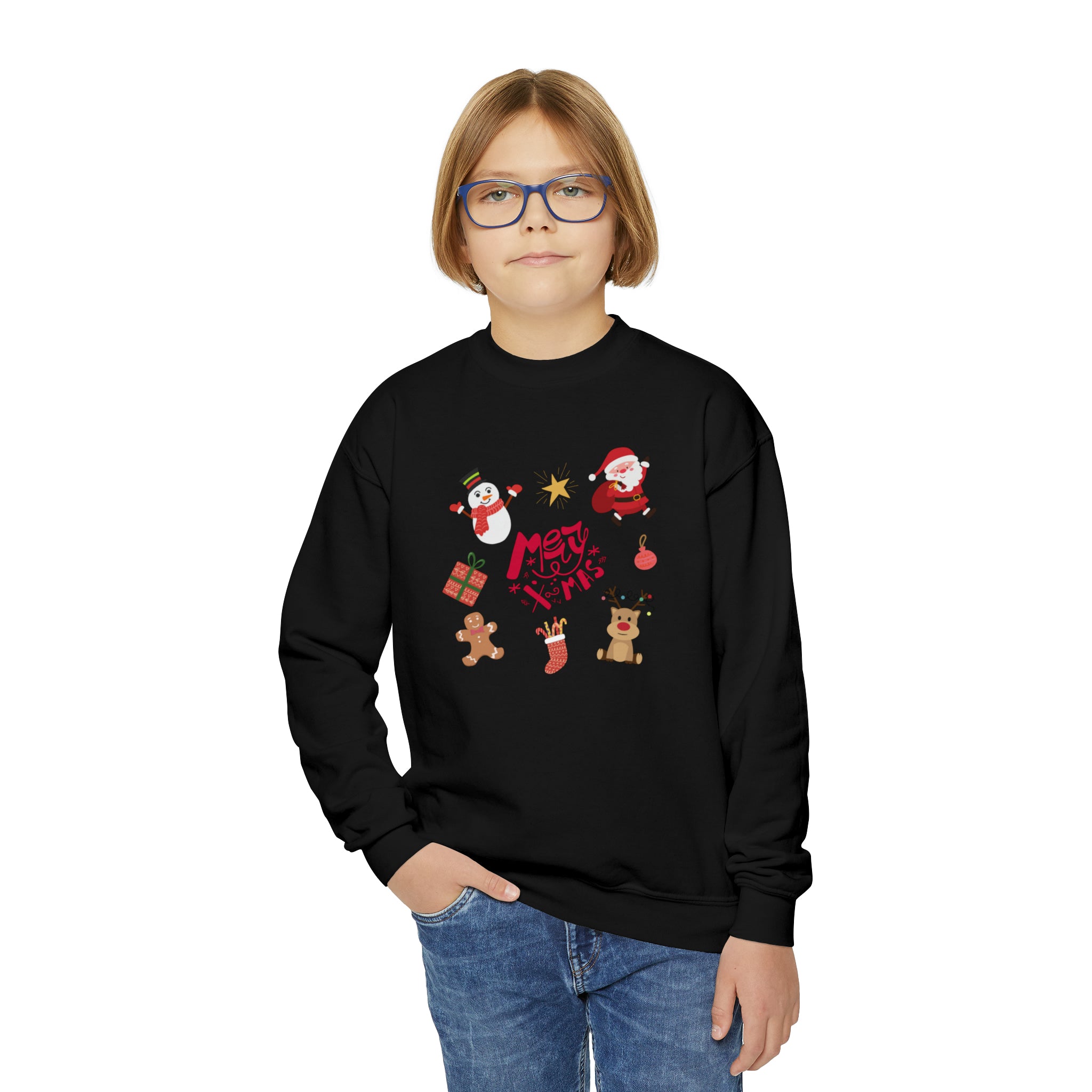 Merry Christmas Crew Youth Crewneck Sweatshirt