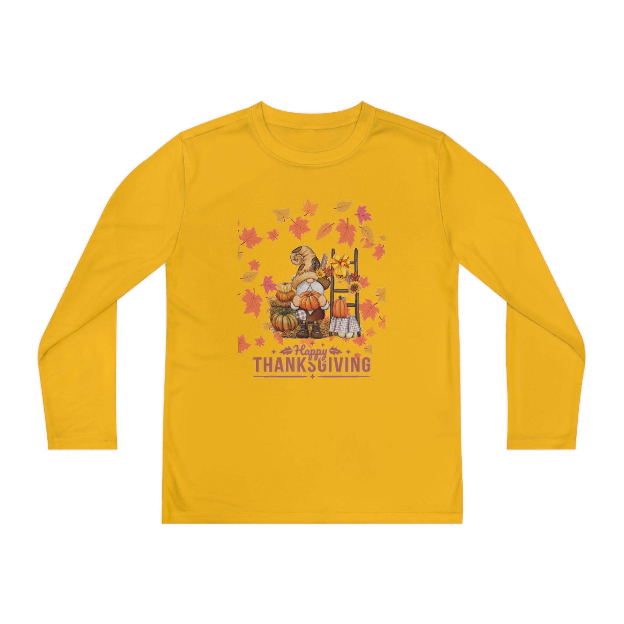 Gnome Happy Thanksgiving Youth Long Sleeve Competitor Tee