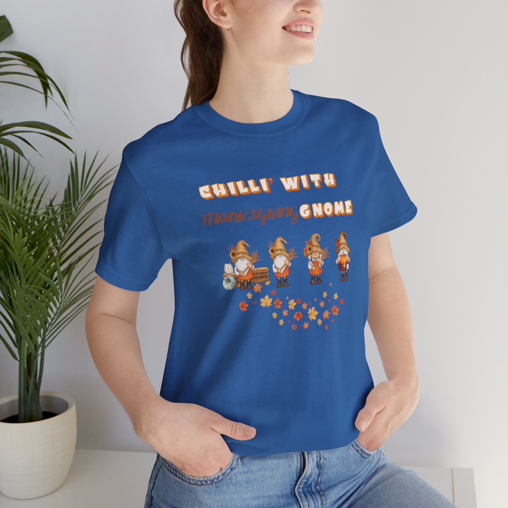 Chilli' With Thanksgiving Gnome Unisex Jersey Short Sleeve Tee