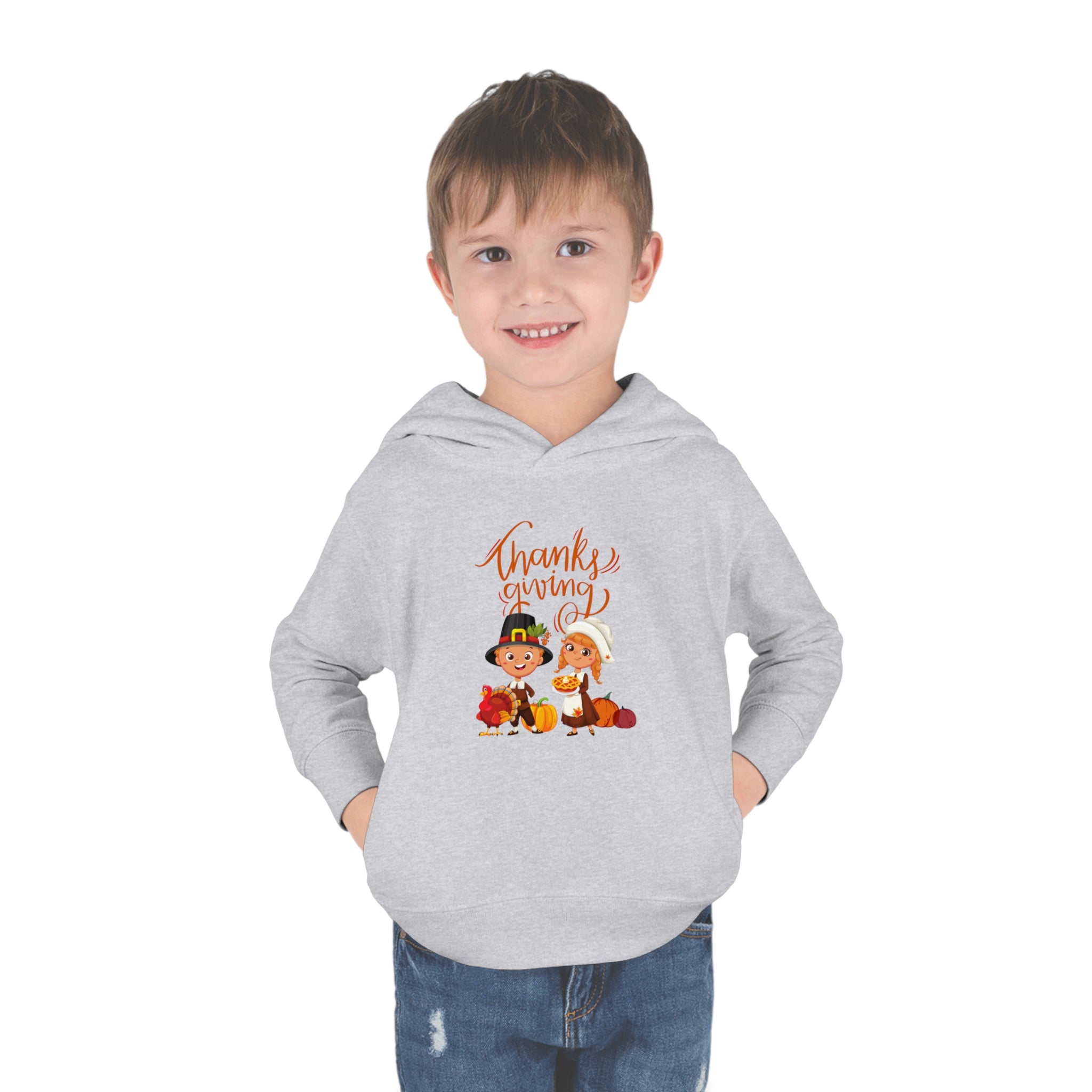 Happy Thanksgiving Toddler Pullover Fleece Hoodie