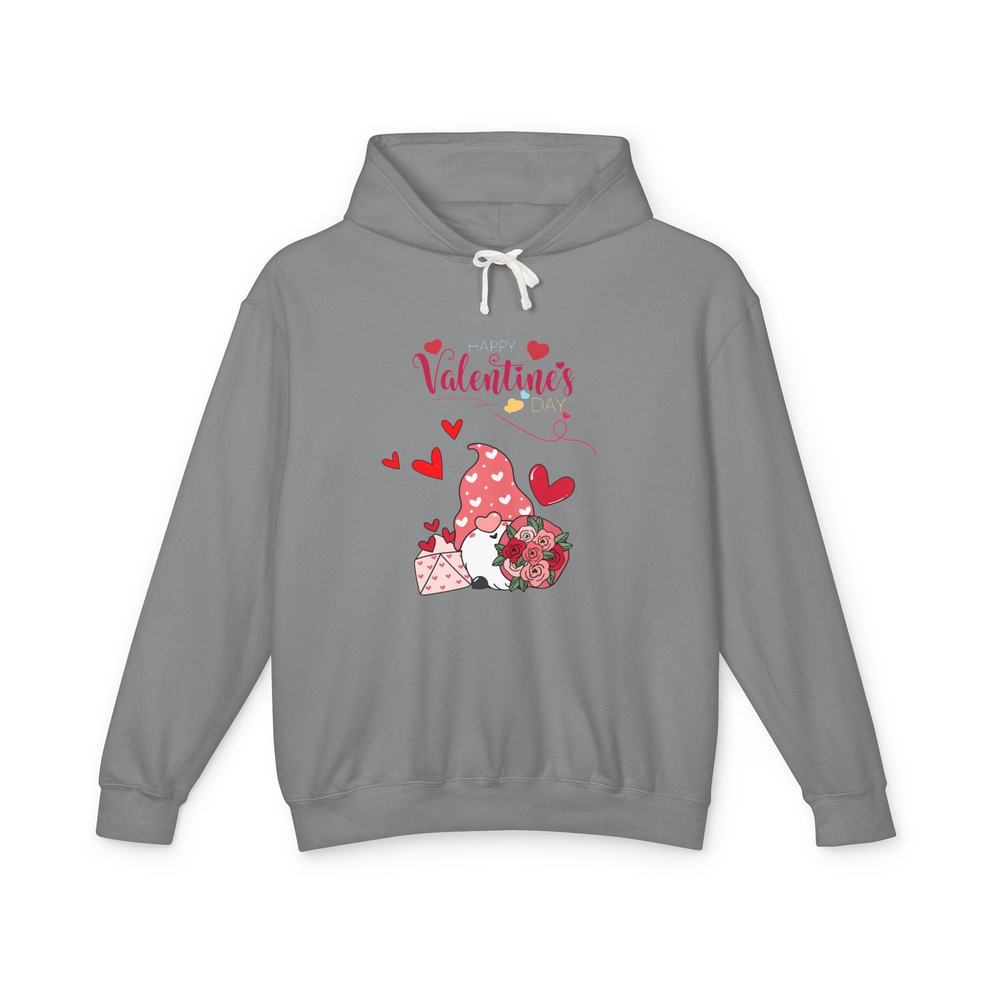 Gnome Valentine's Day Unisex Lightweight Hooded Sweatshirt