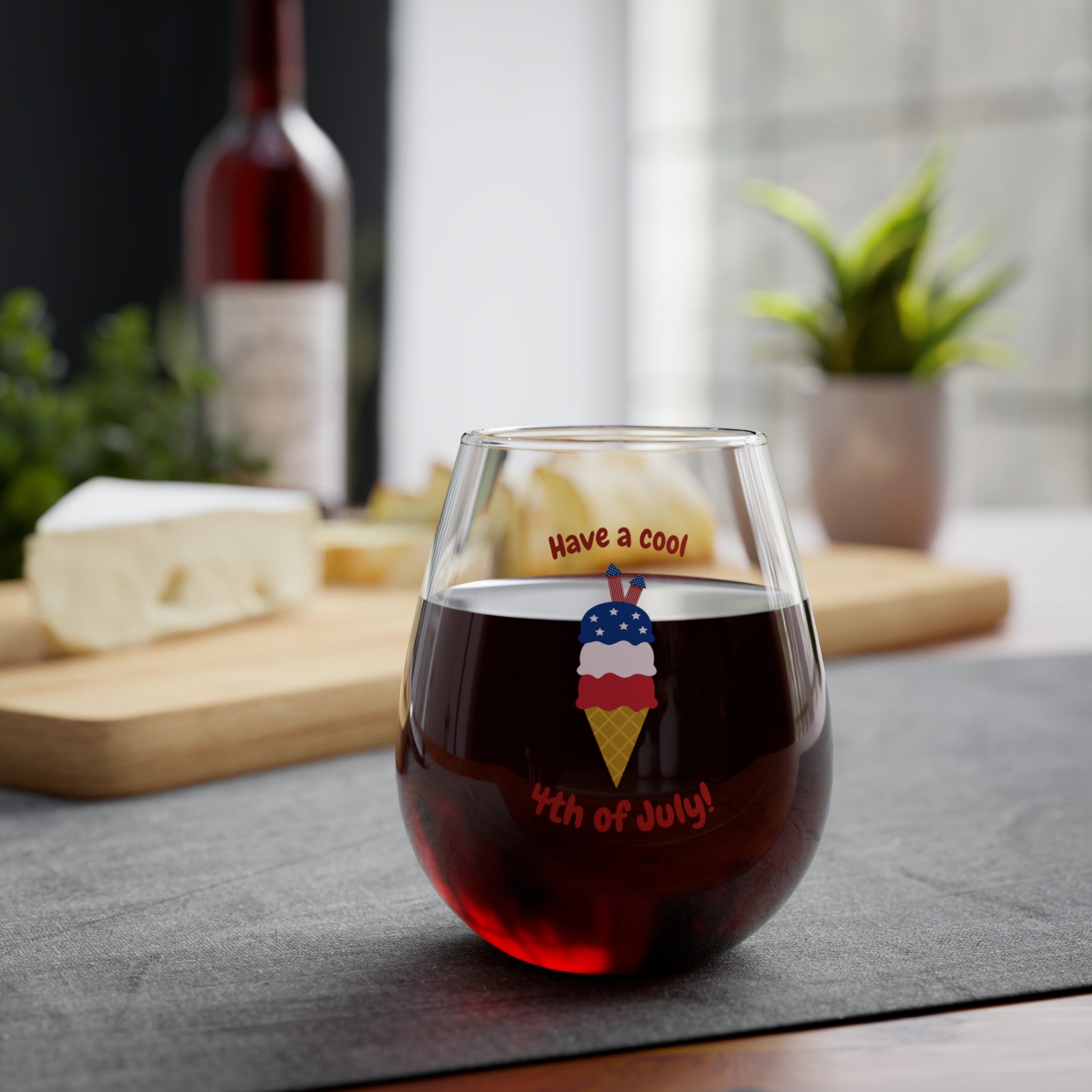 Have A Cool 4th Of July Stemless Wine Glass, 11.75oz