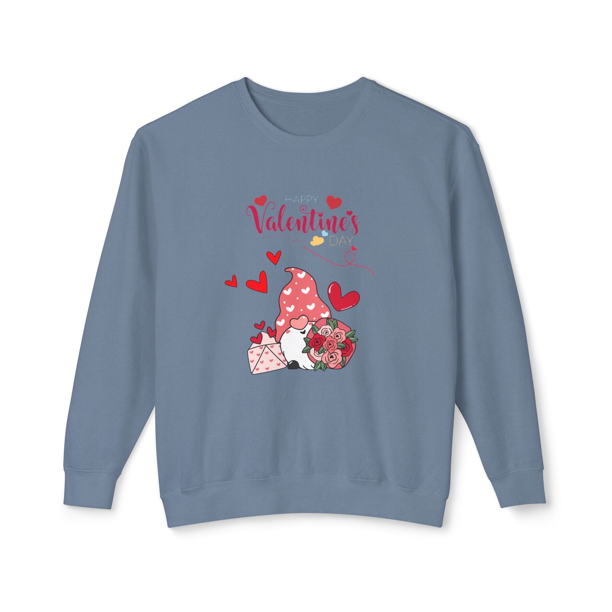 Gnome Valentine's Day Unisex Lightweight Crewneck Sweatshirt