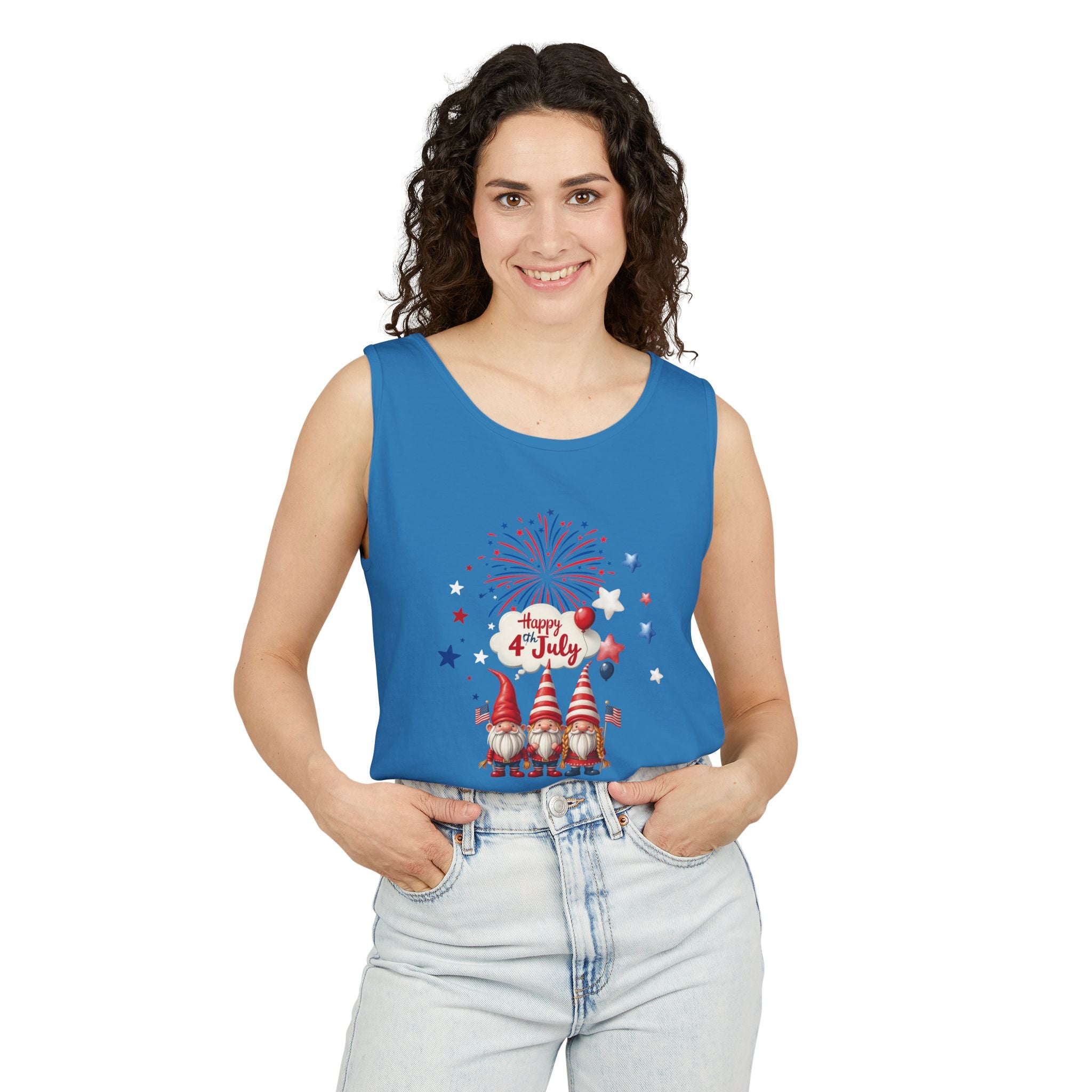 Gnome 4th of July Unisex Tank Top, Festive Holiday Apparel, Casual Independence Day Wear