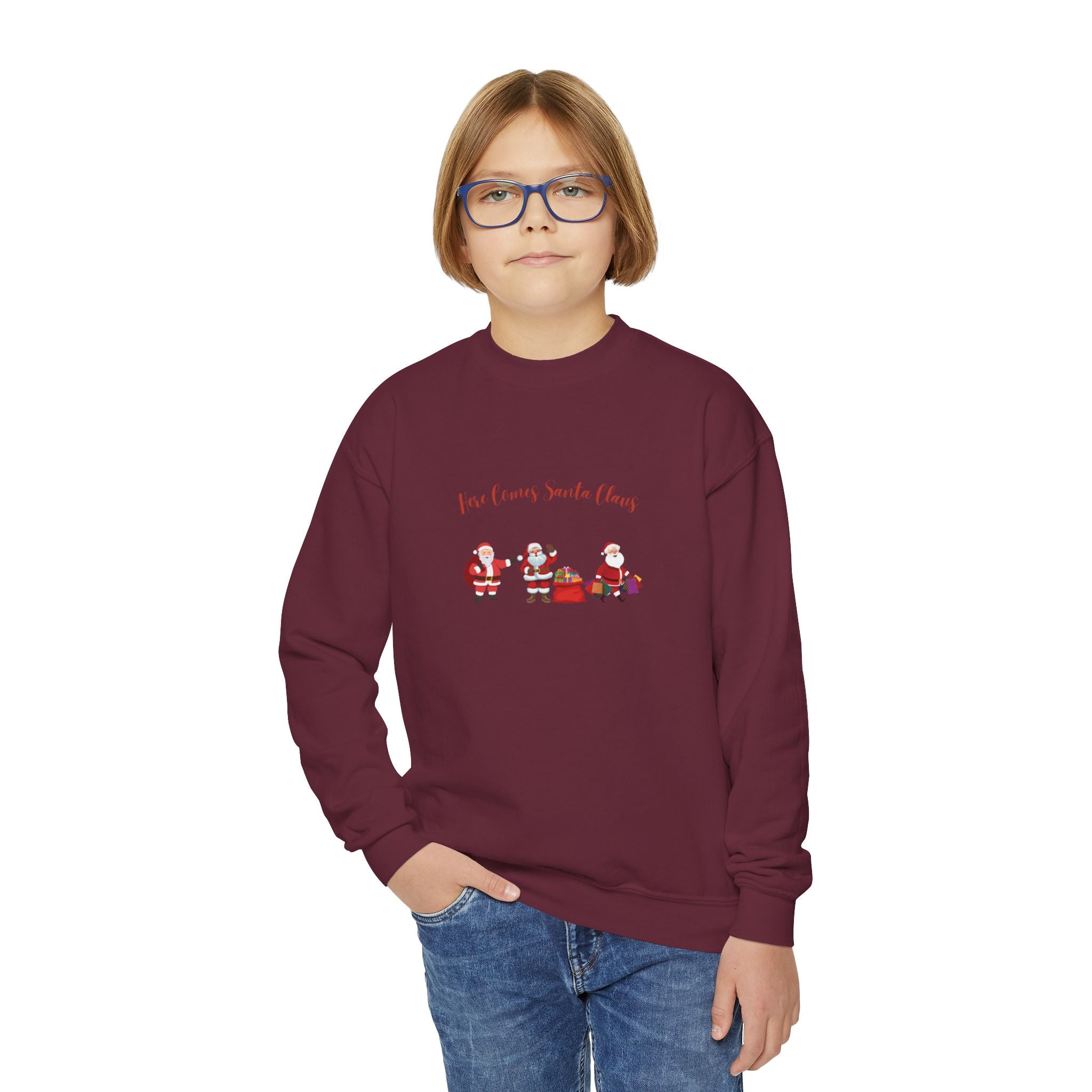 Here Comes Santa Claus Youth Crewneck Sweatshirt