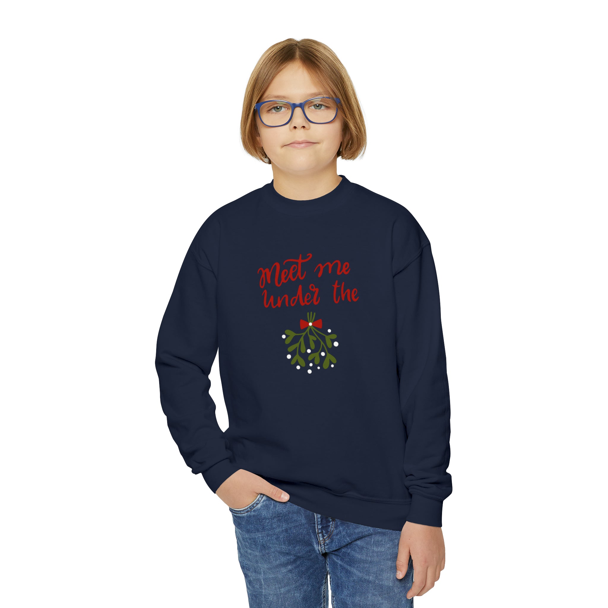 Meet Me Under The Mistletoe Youth Crewneck Sweatshirt