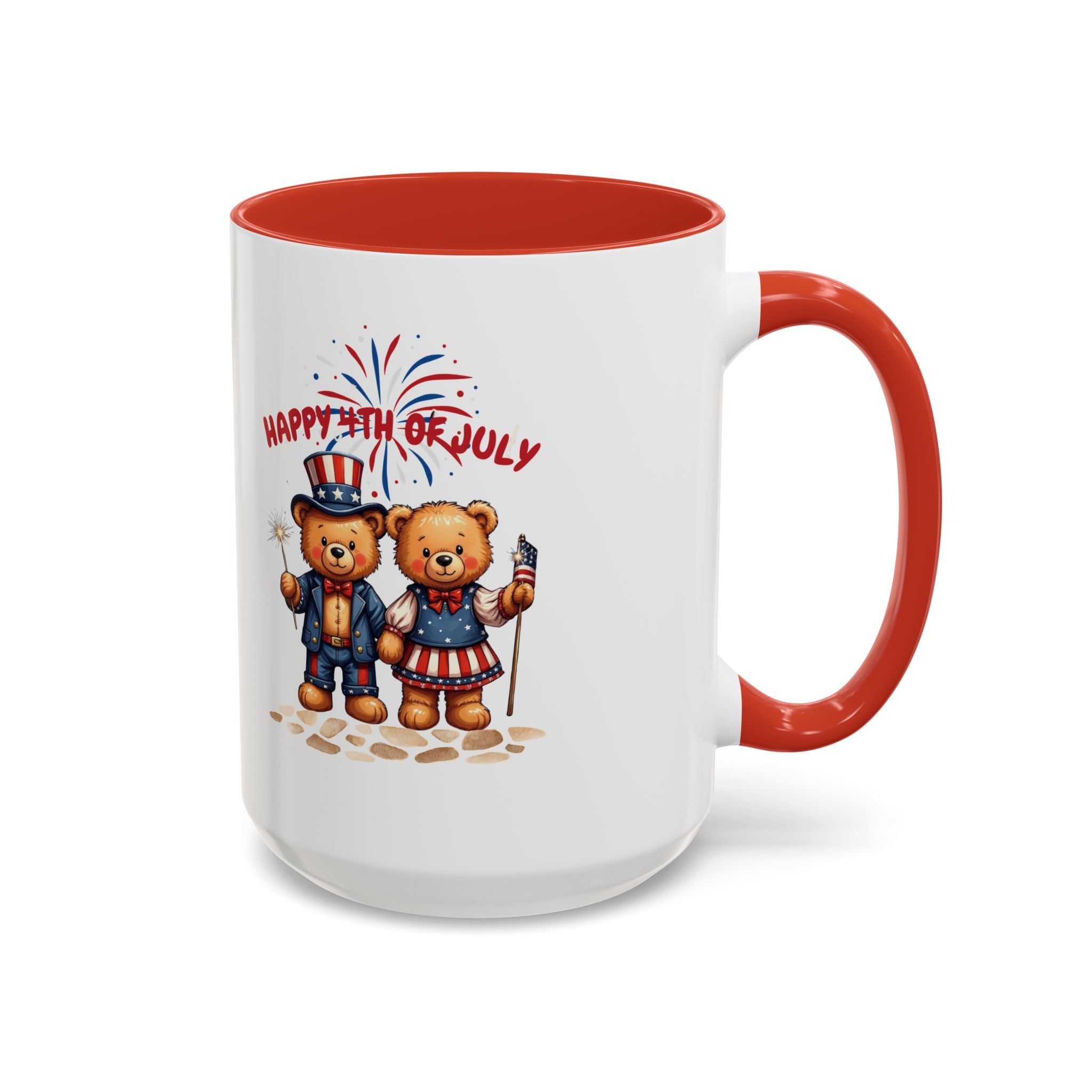 Happy 4th of July Teddy Bear Couple Coffee Mug