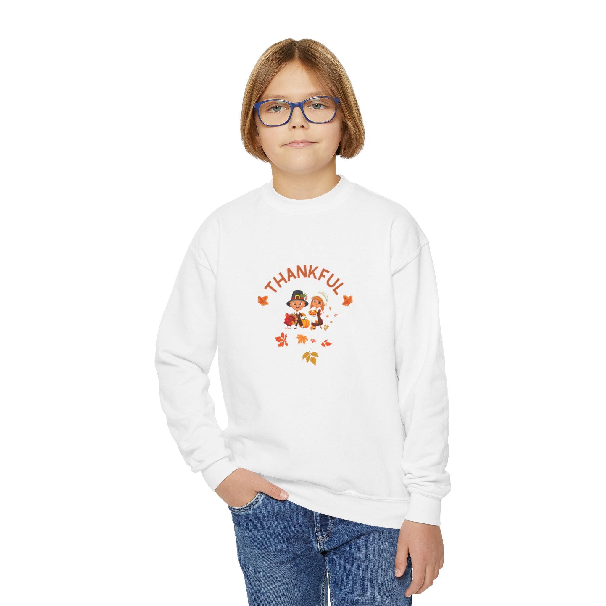 Pilgrims Turkey Day Youth Crewneck Sweatshirt