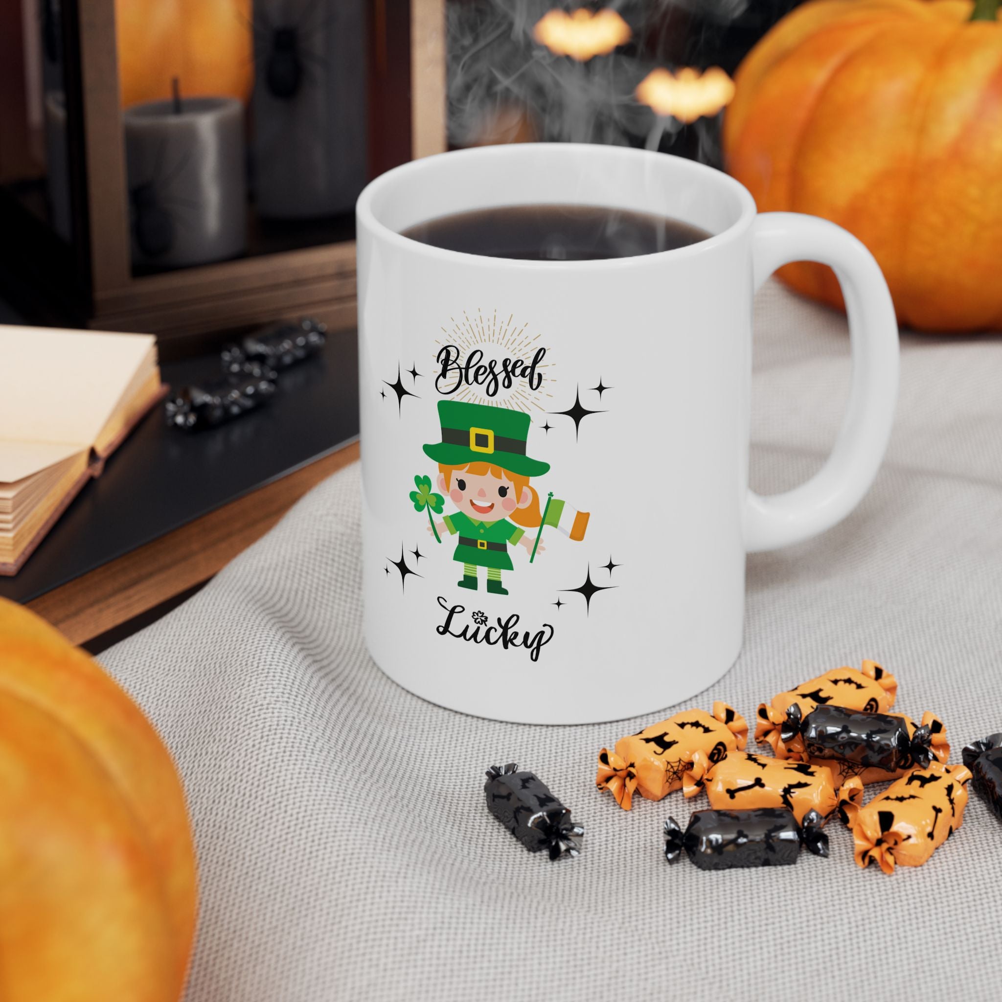 Blessed & Lucky Ceramic Mug | 11oz & 15oz | Perfect for Lucky Celebrations