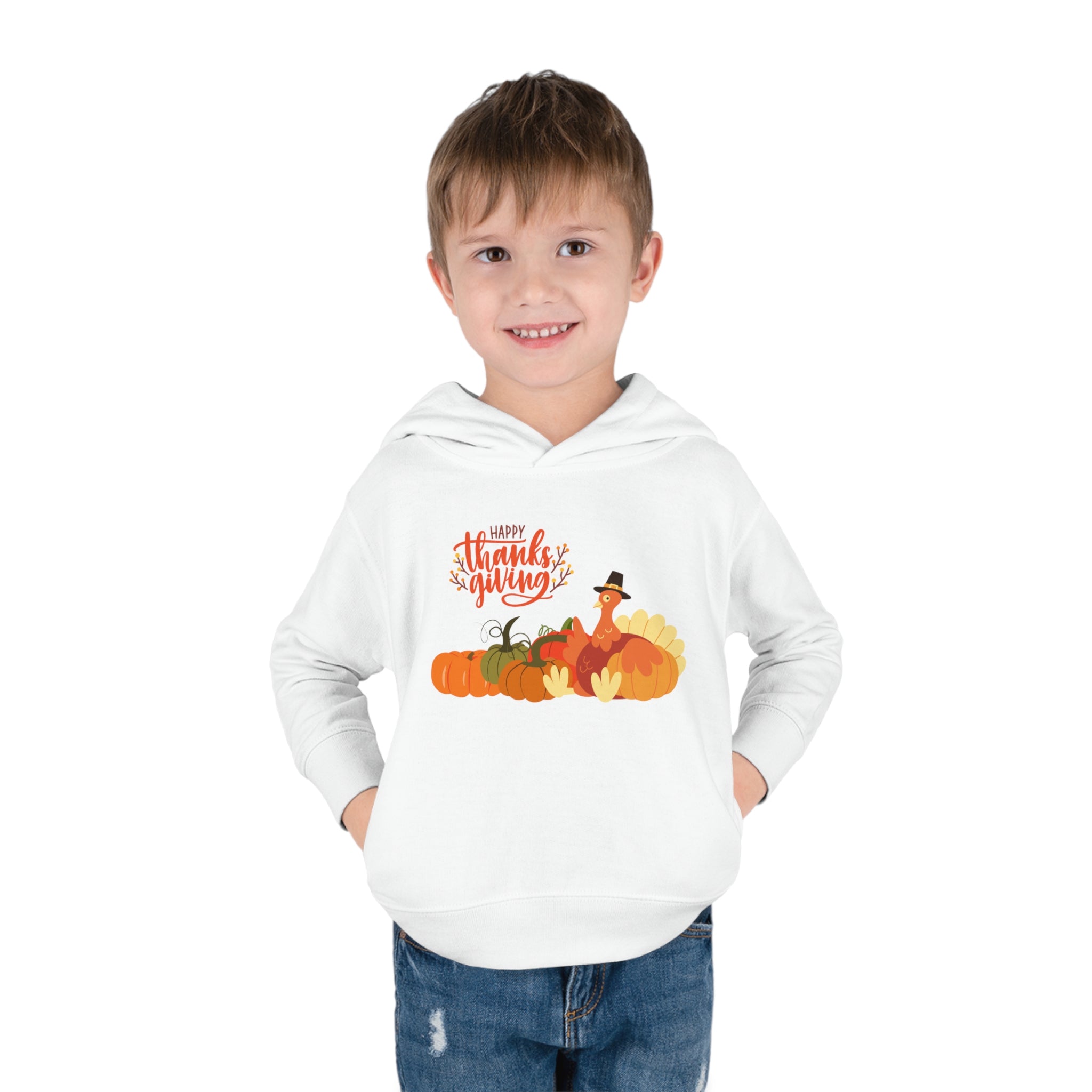 Happy Thanksgiving Turkey Toddler Pullover Fleece Hoodie