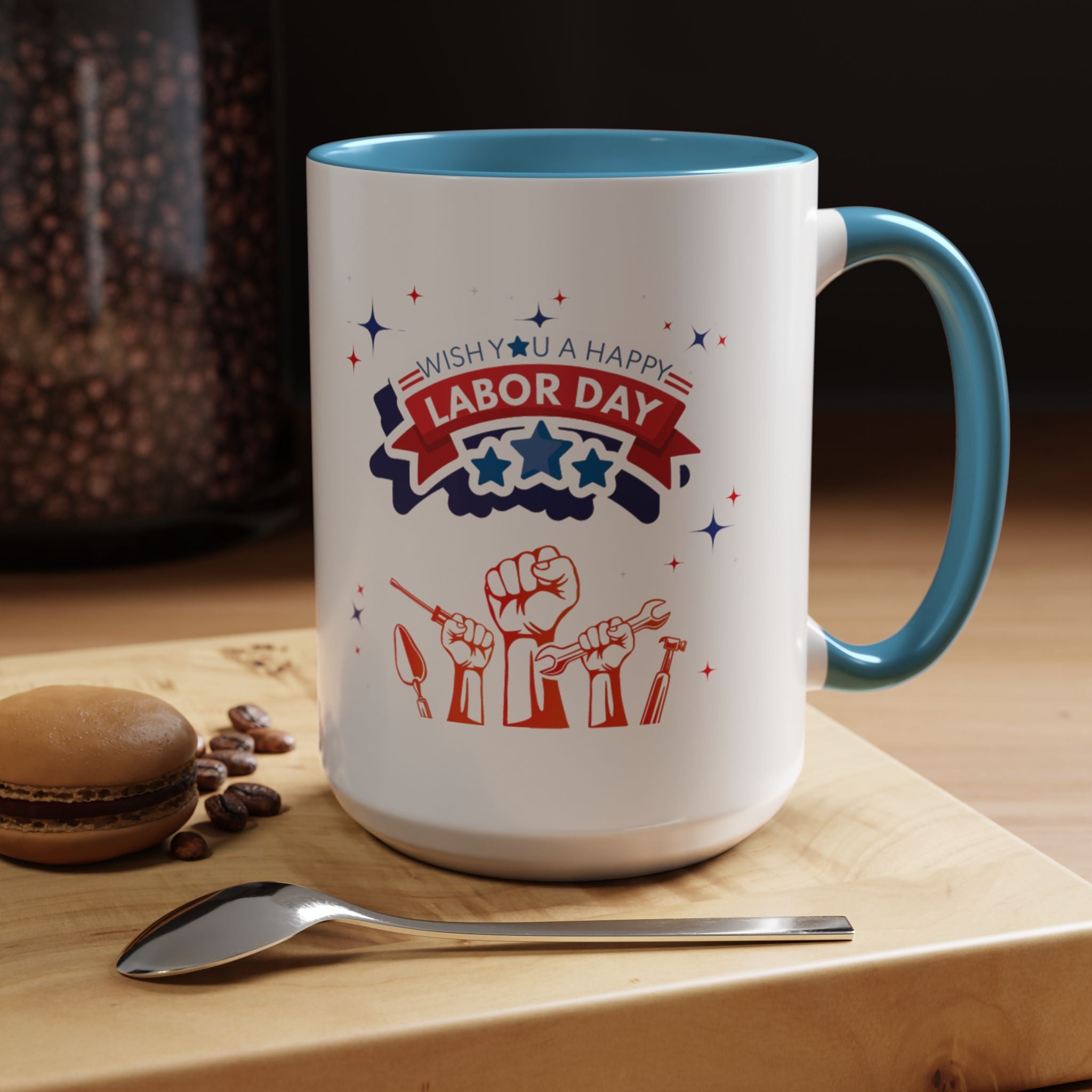 Wish U A Happy Labor Day Accent Coffee Mug (11, 15oz)