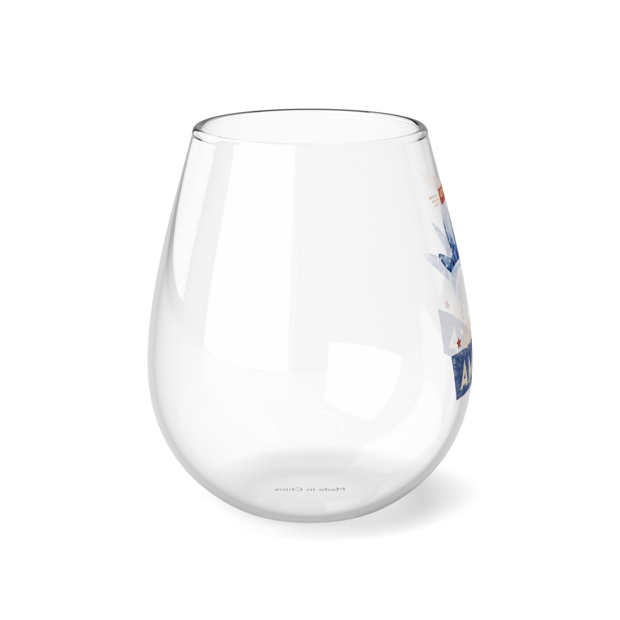 God Bless America Stemless Wine Glass, 11.75oz