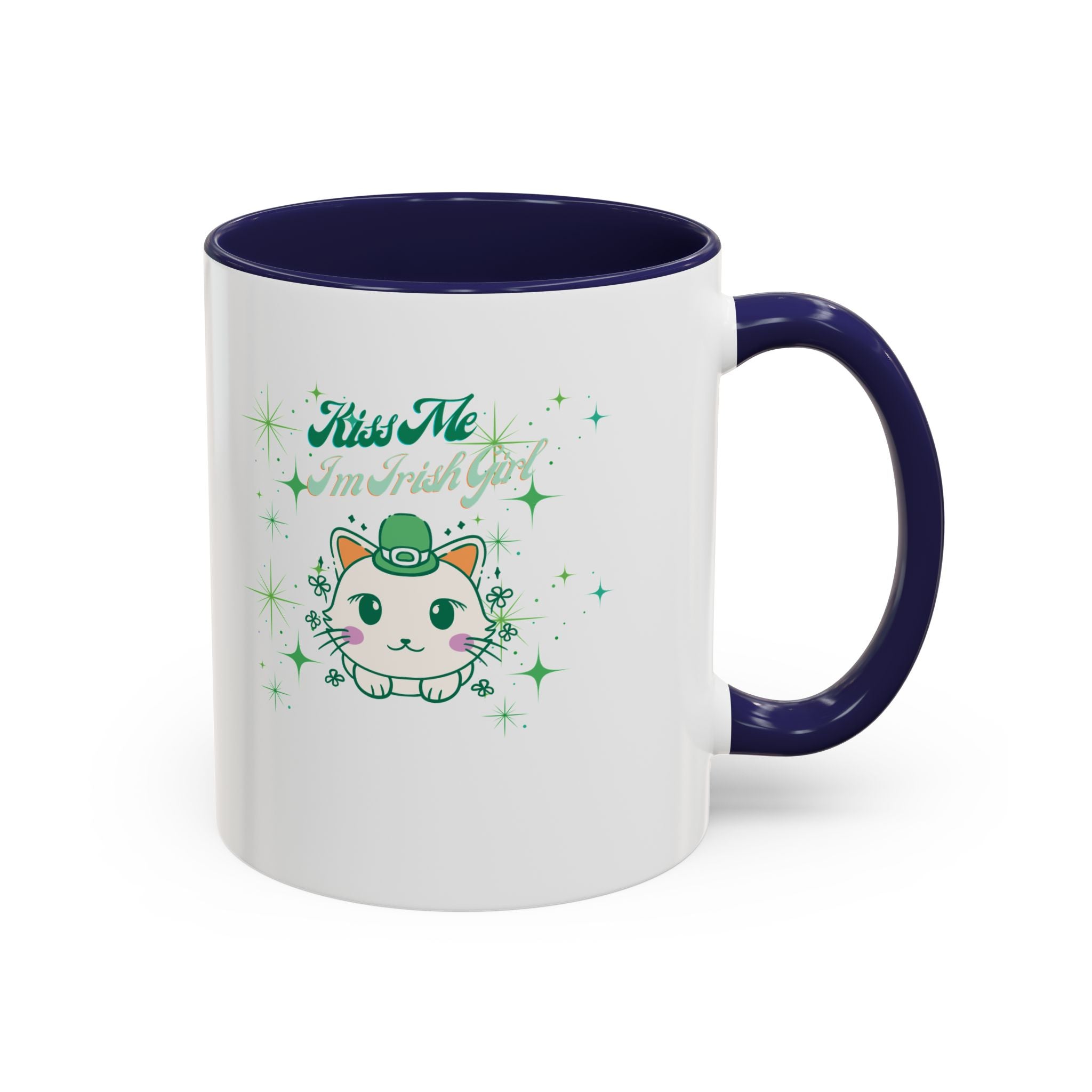 Kiss Me I'm Irish Cat  Accent Mug