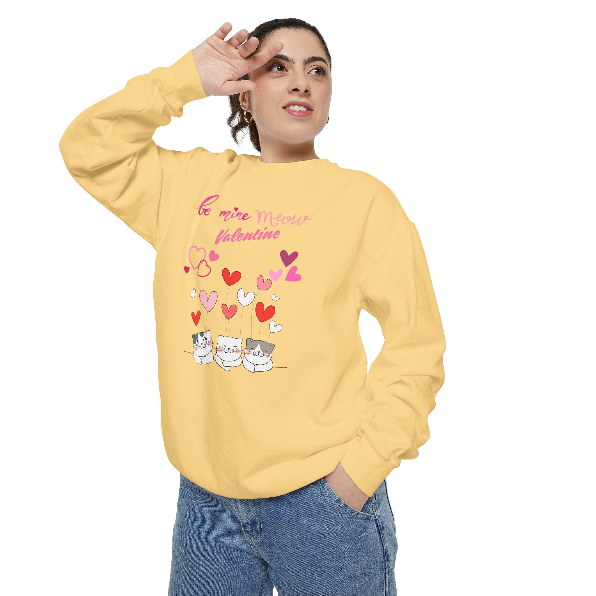 Meow Valentine's Day Unisex Garment-Dyed Sweatshirt