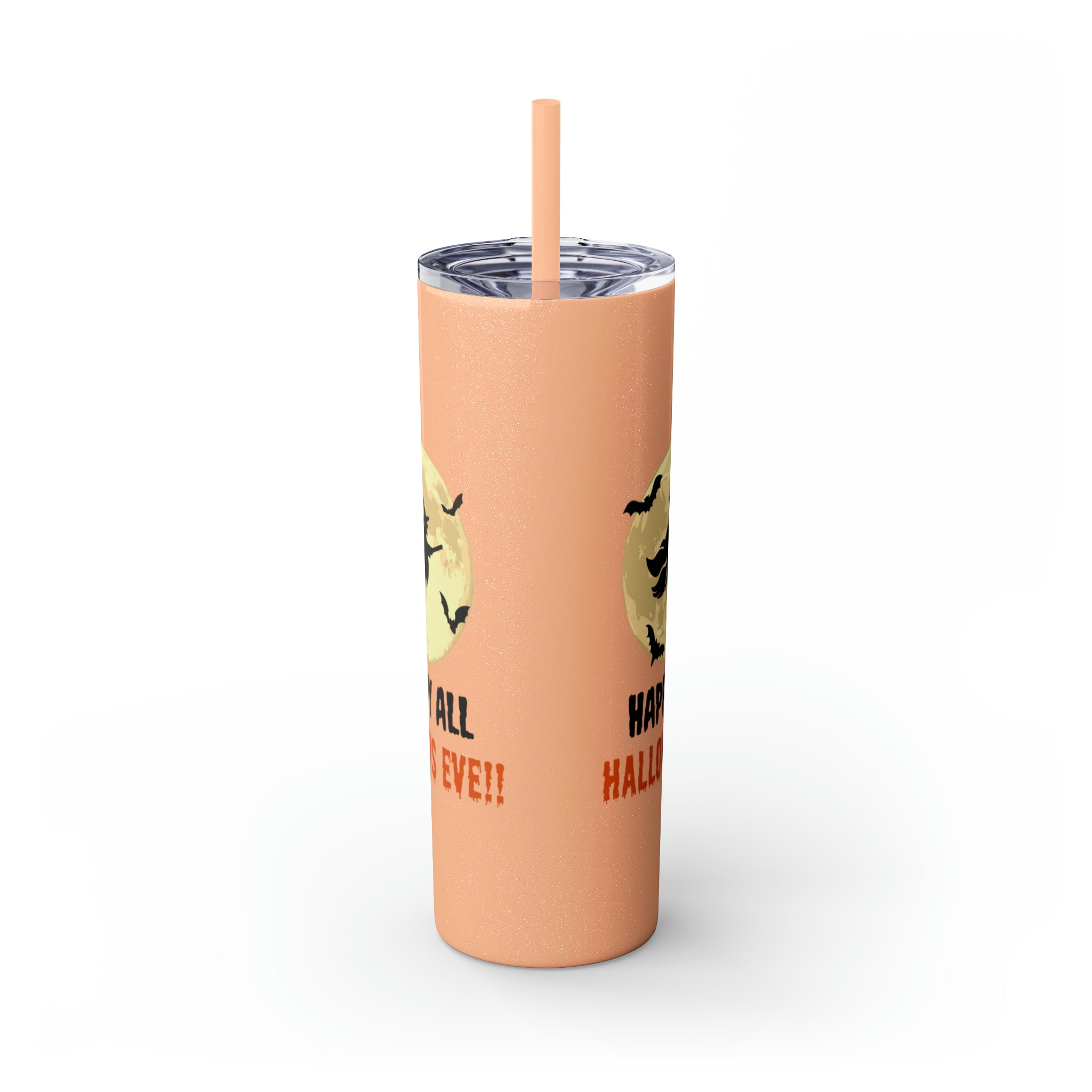 Happy All Hallows Eve Skinny Tumbler with Straw, 20oz