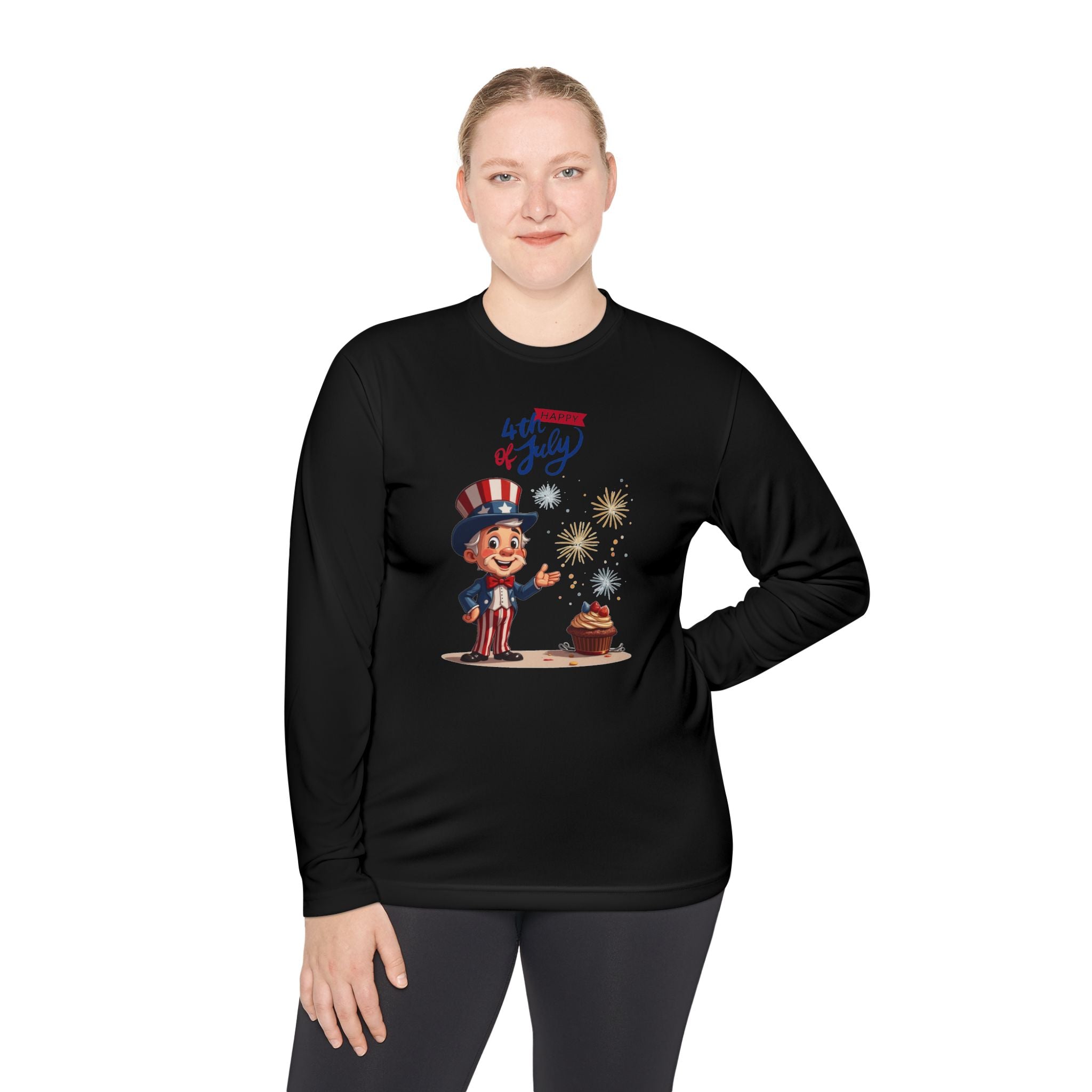 Uncle Sam Happy 4th of July Unisex Lightweight Long Sleeve Tee